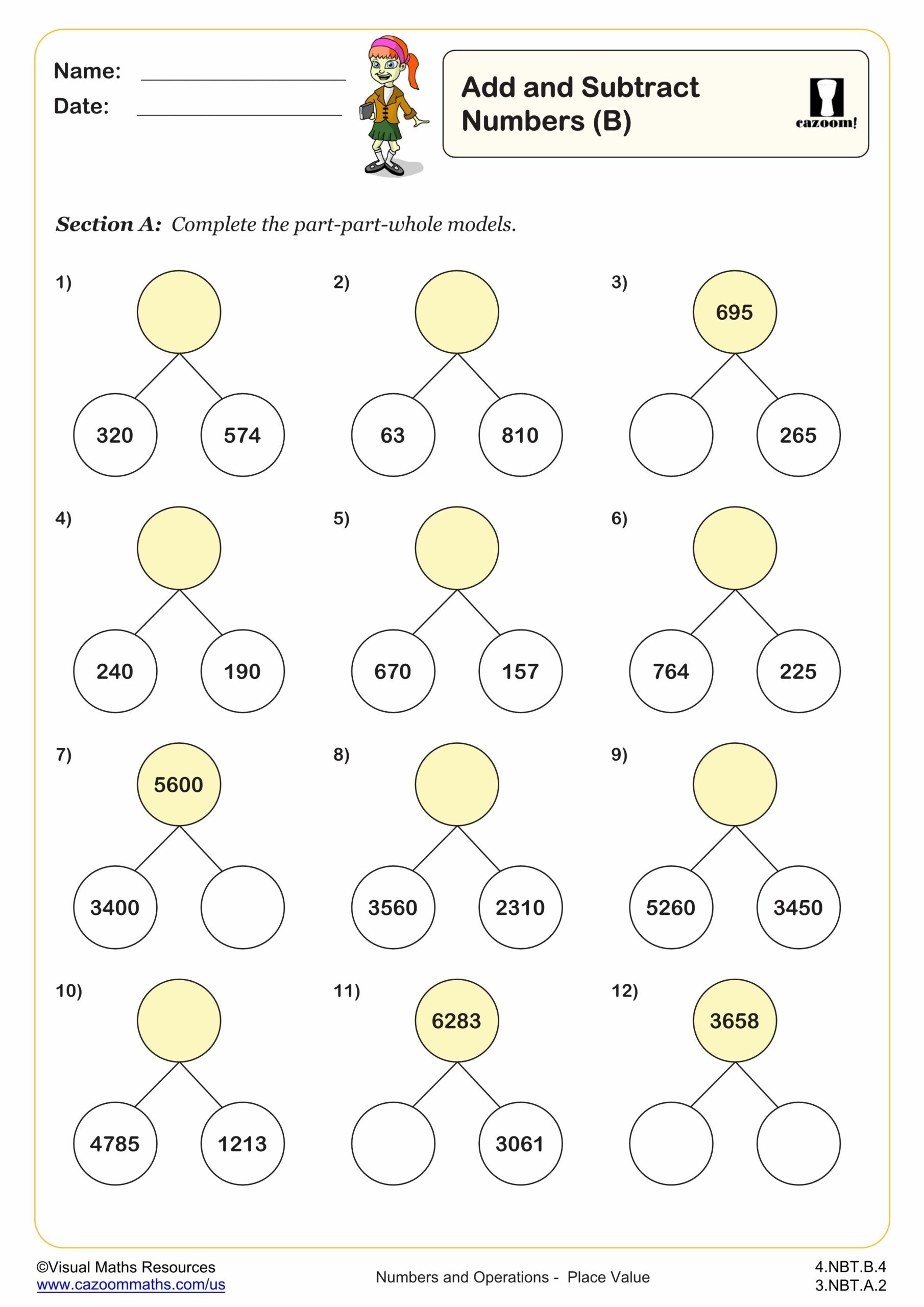 Preview of Add and subtract numbers (B)