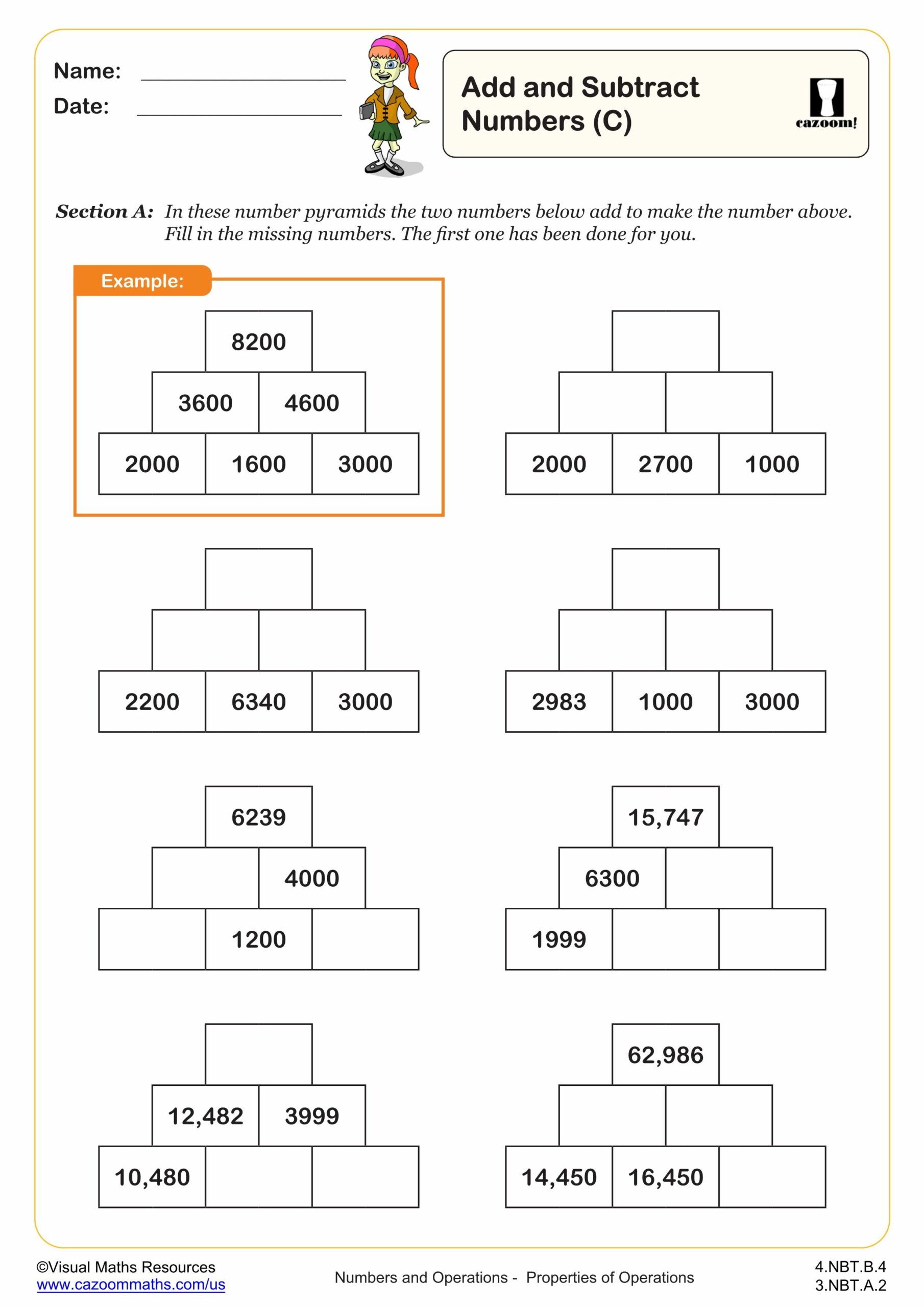 Preview of Add and subtract numbers (C)