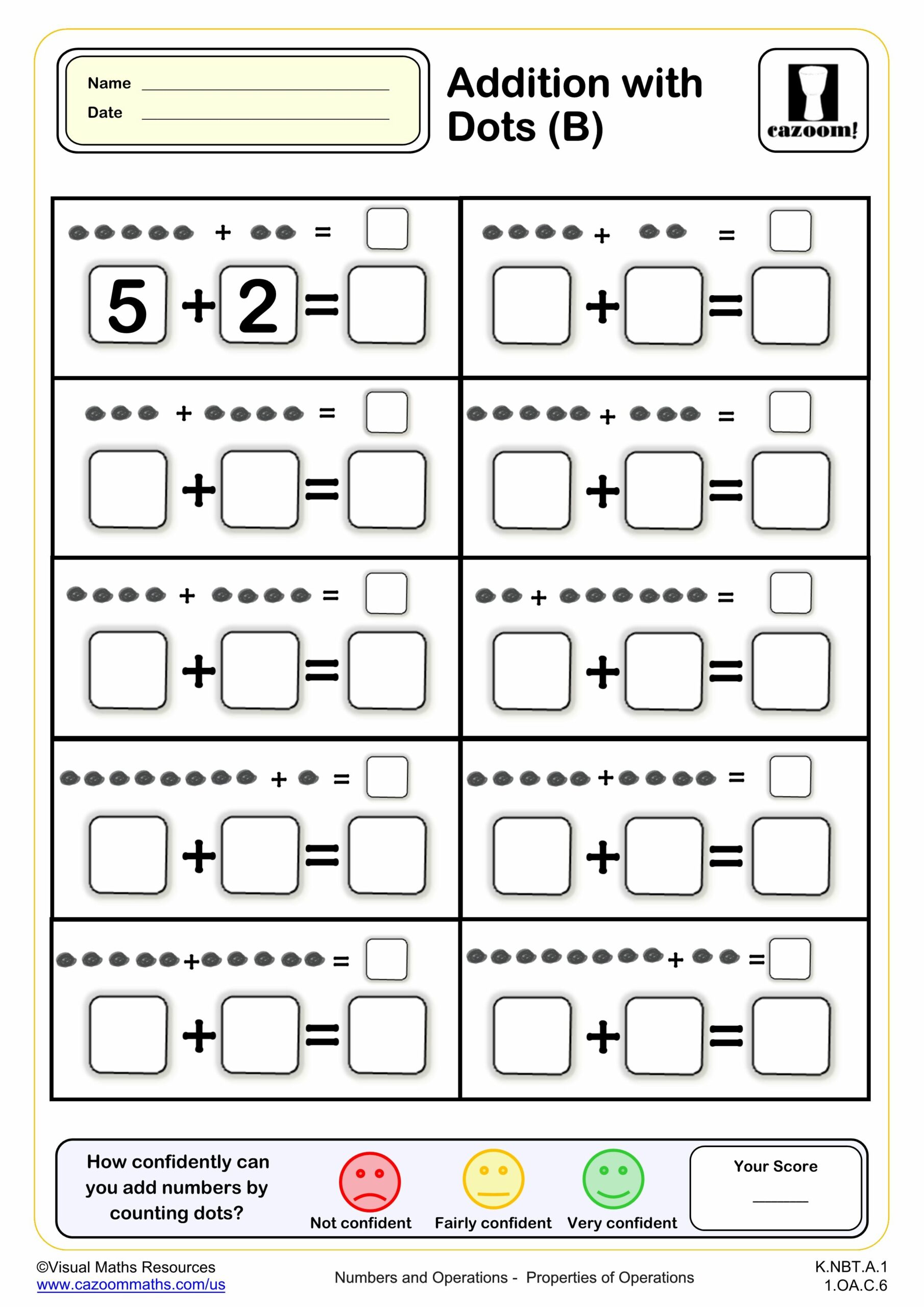 Preview of Addition with Dots (B)
