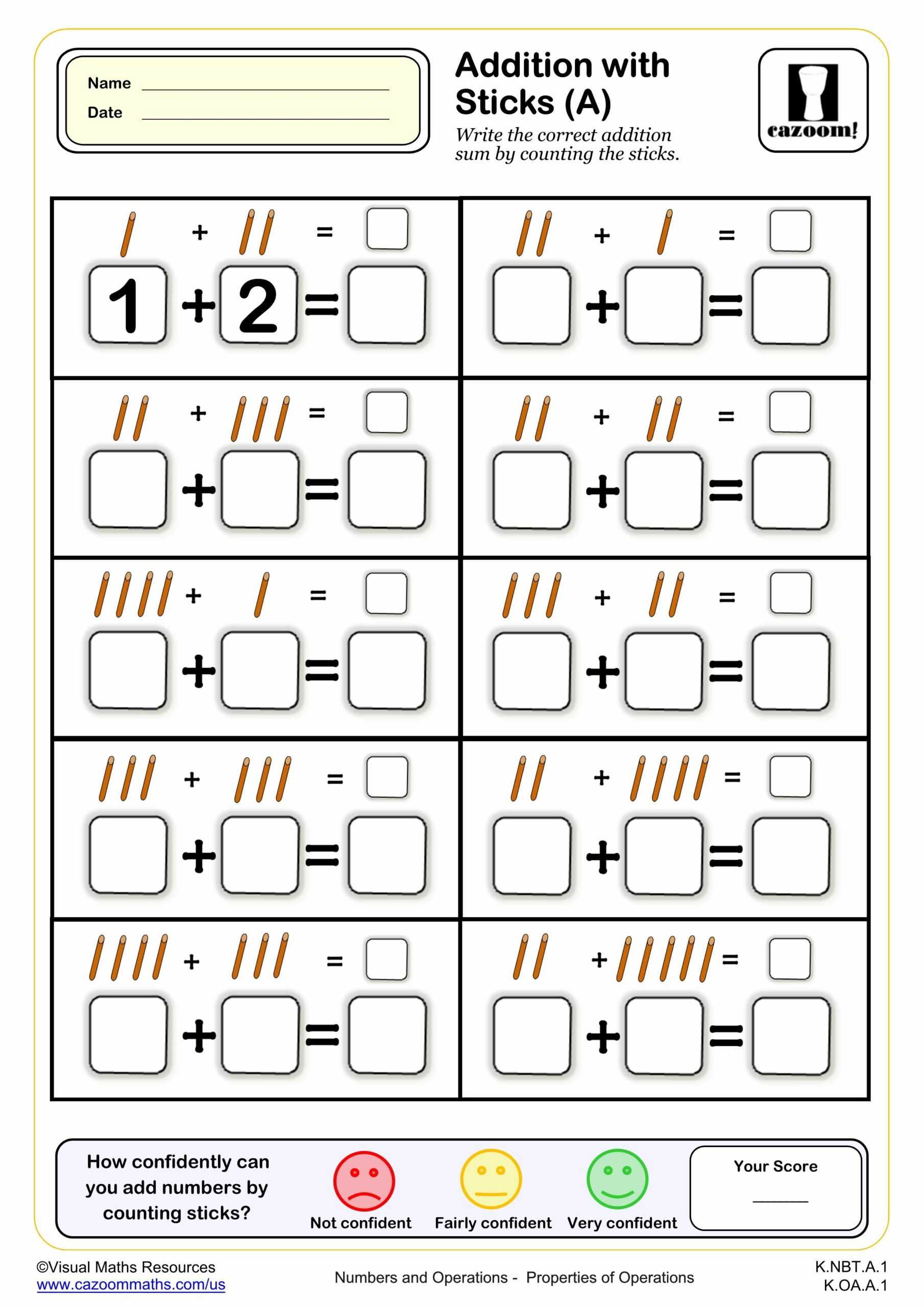 Preview of Addition with Sticks (A)