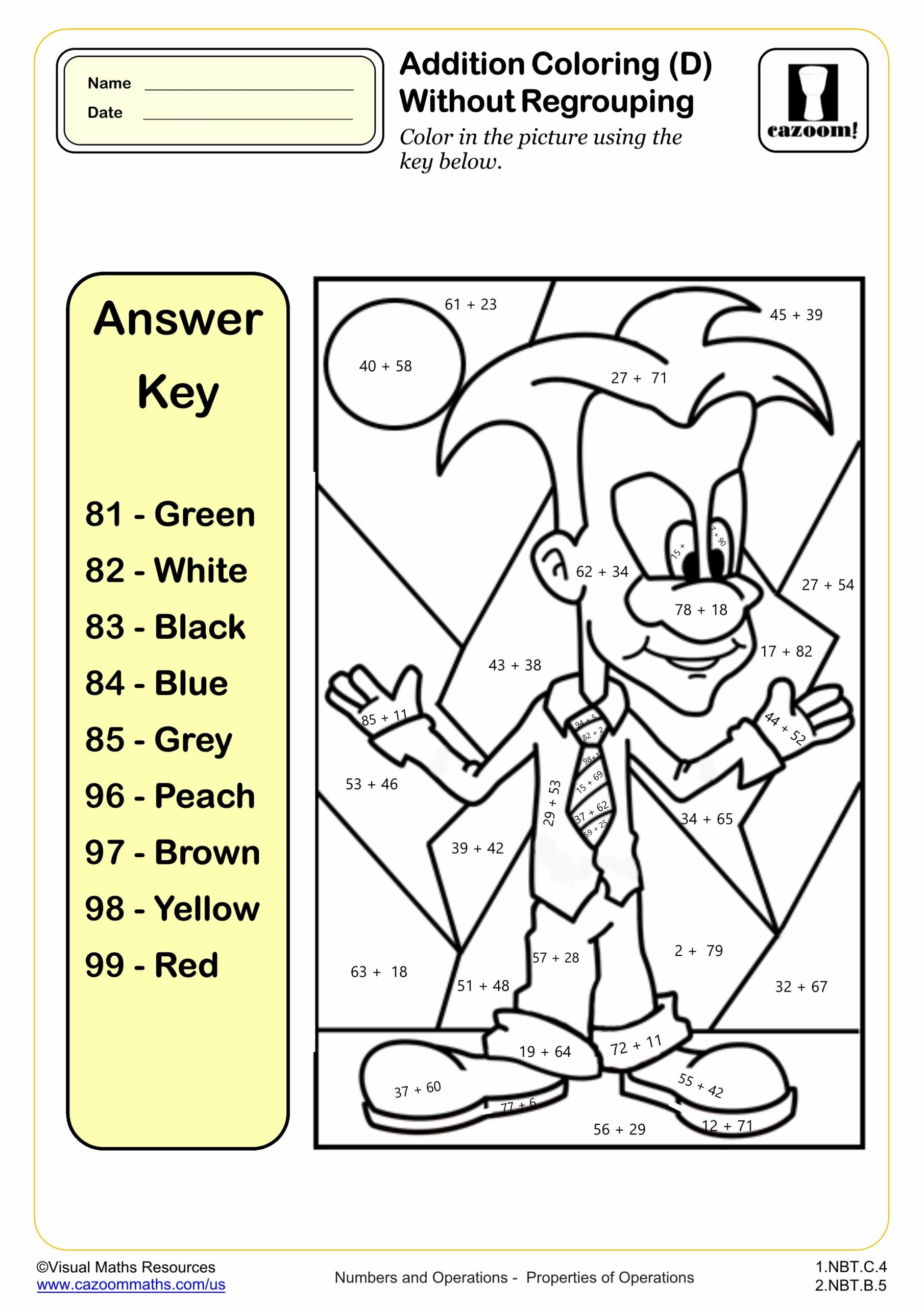 Preview of Addition Coloring (D)