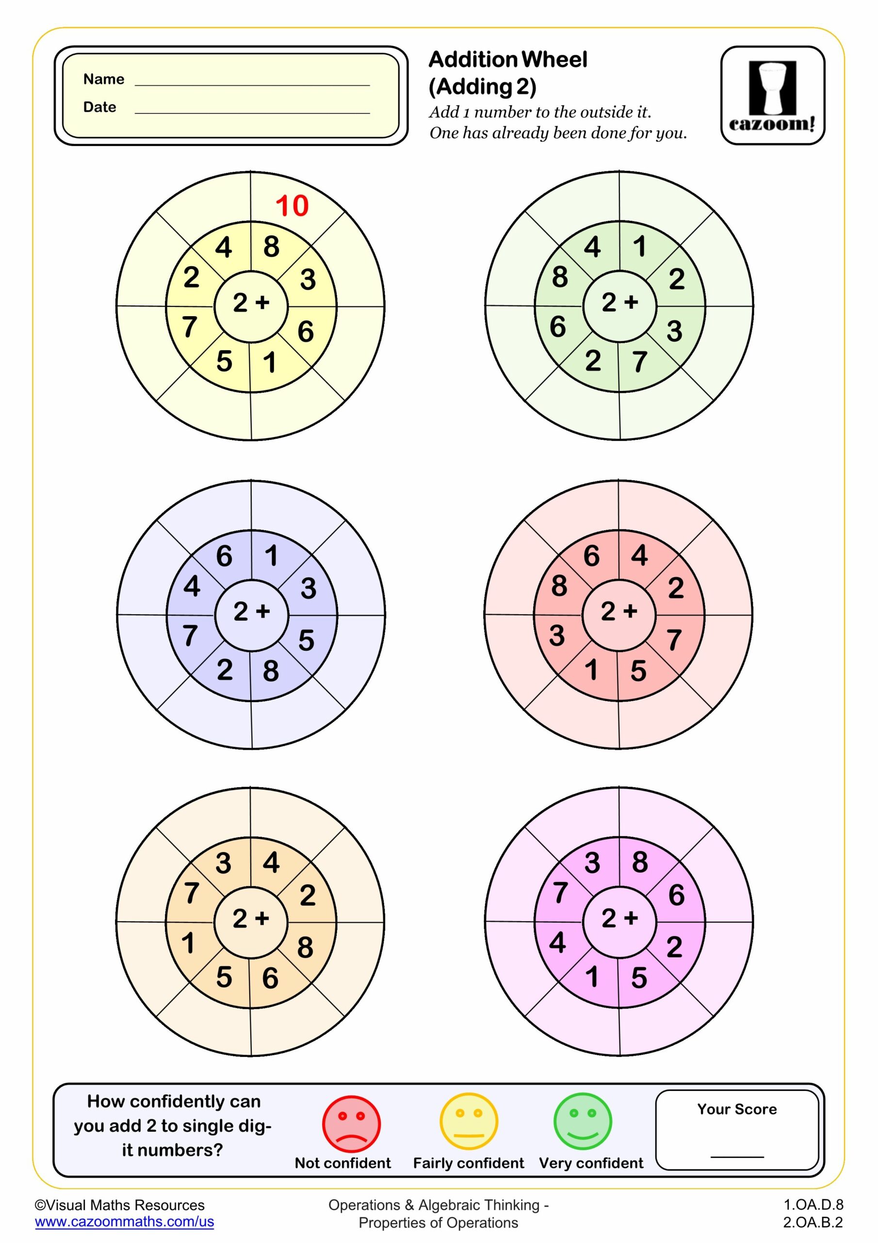 Preview of Addition Wheels (adding 2)