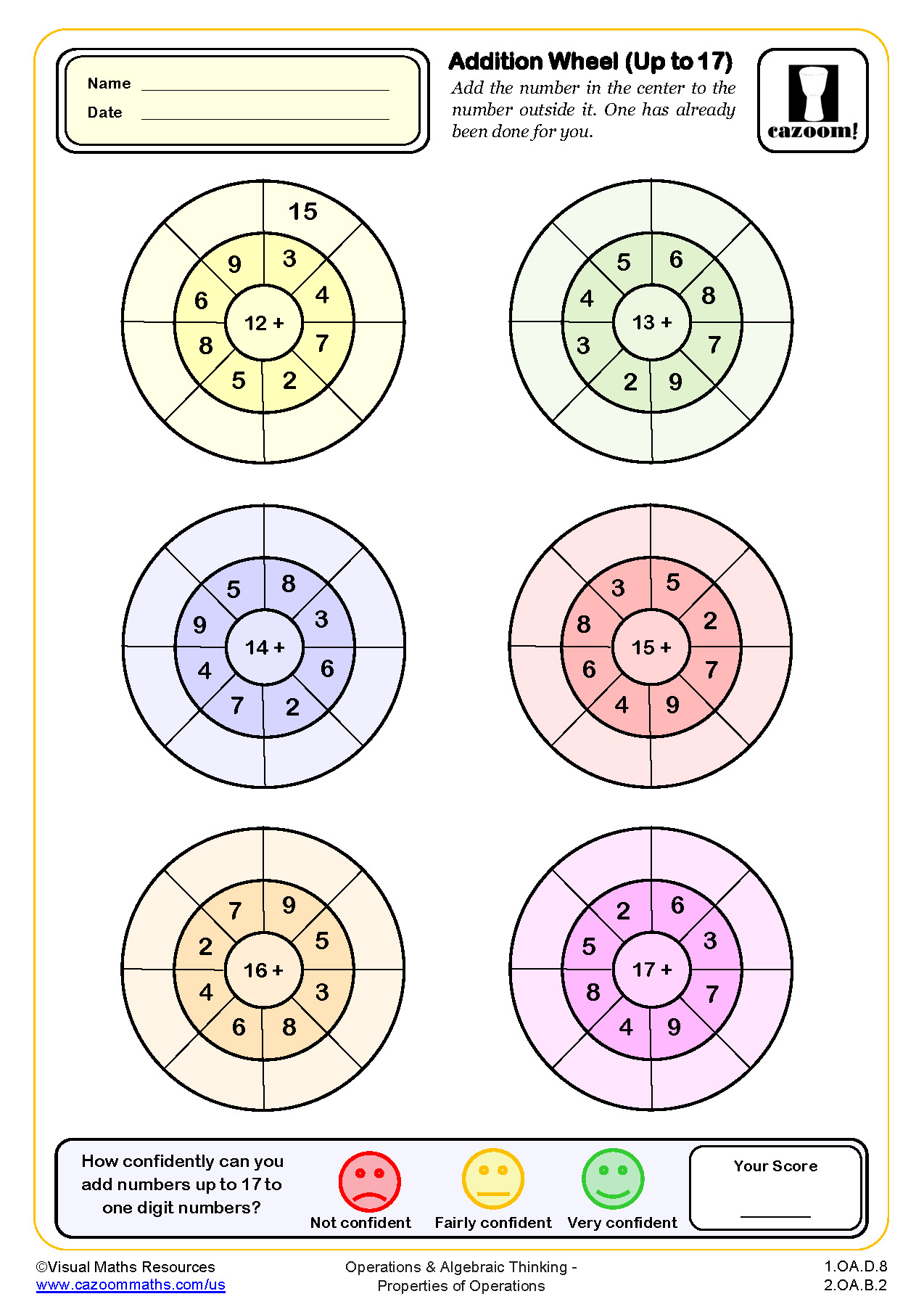 Preview of Addition Wheels (Up to 17)