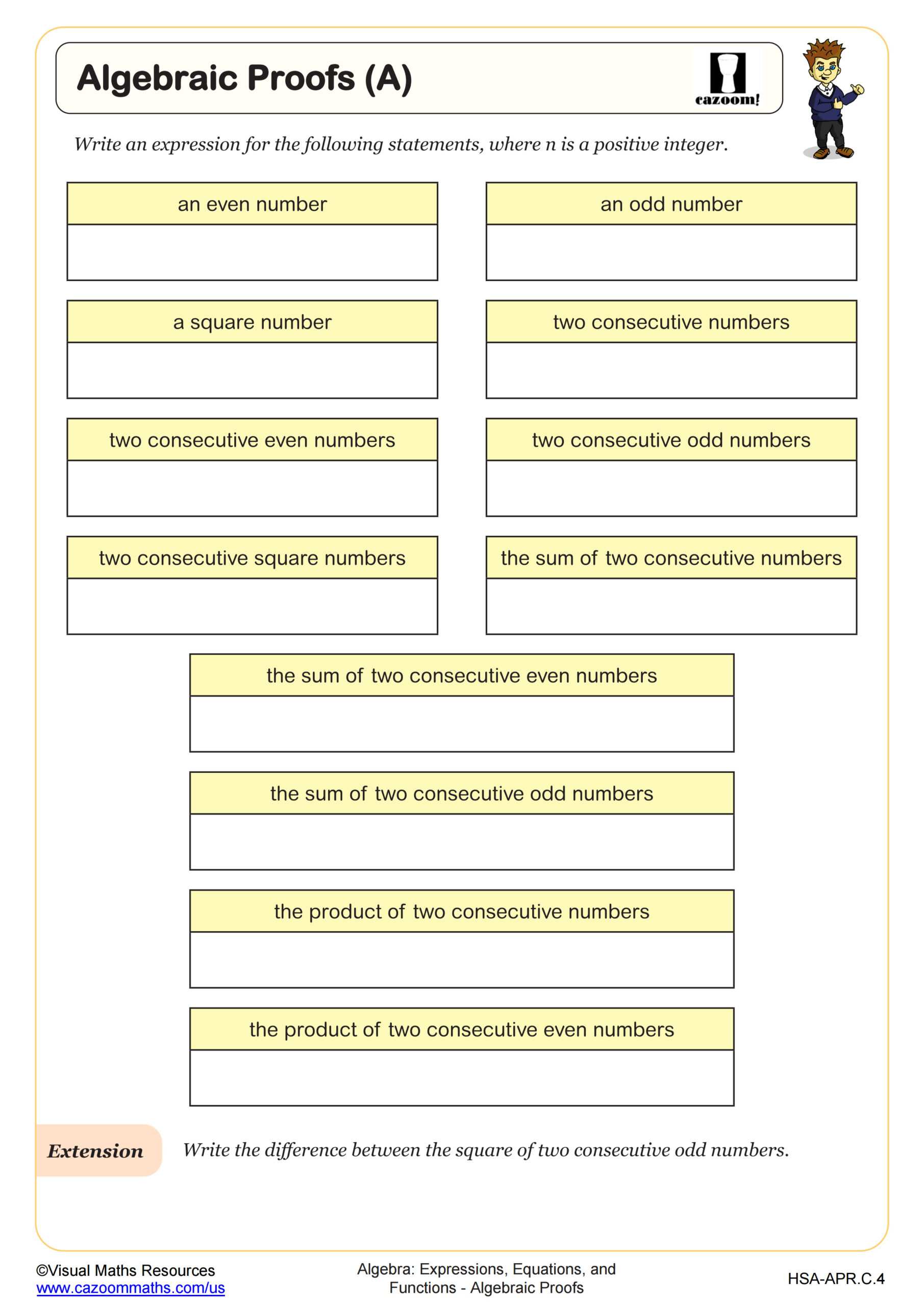 Preview of Algebraic Proofs (A)