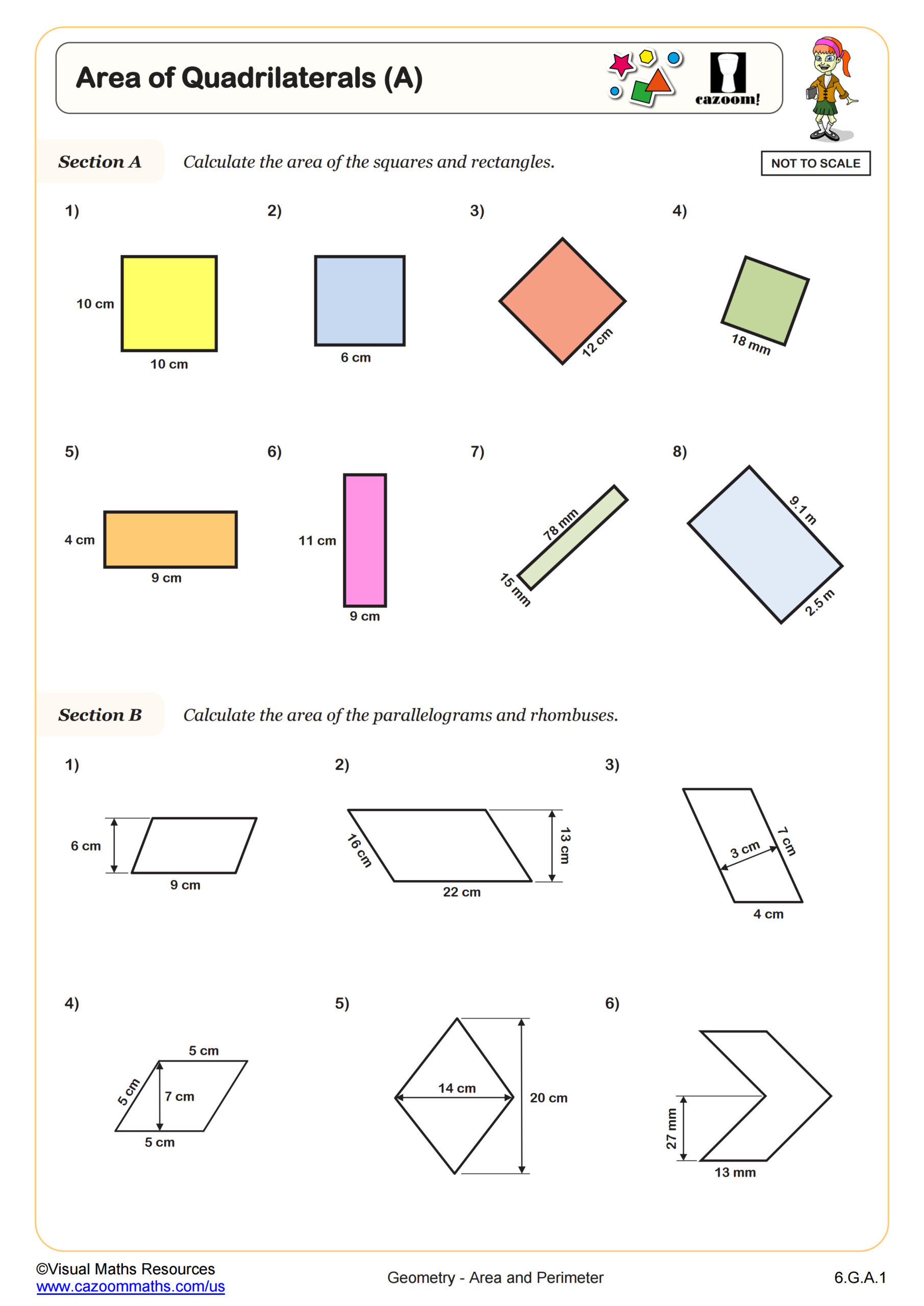 Preview of Area of Quadrilaterals (A)