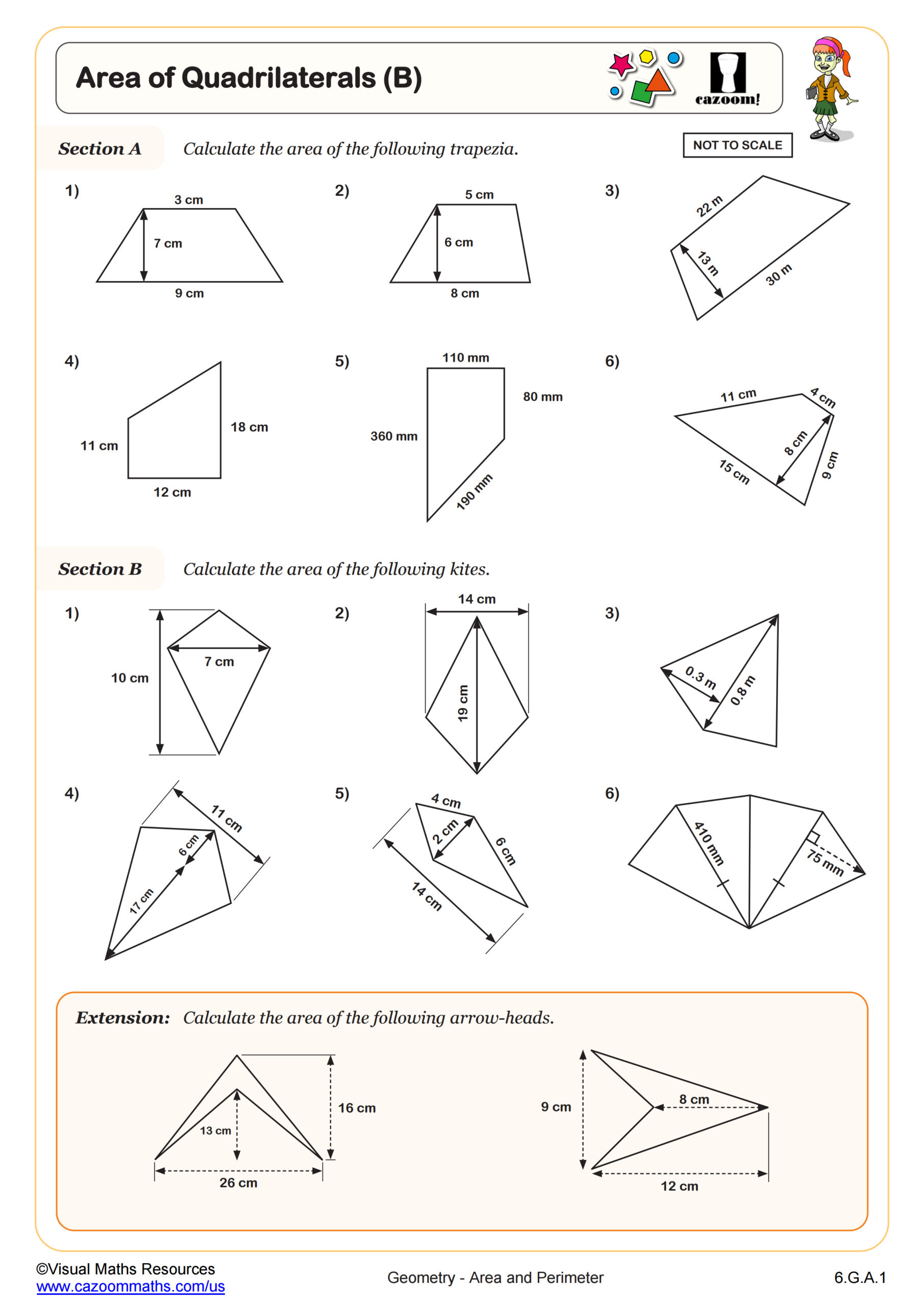 Preview of Area of Quadrilaterals (B)