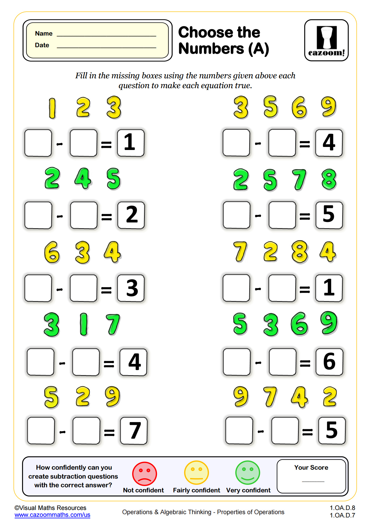 Preview of Choose the Numbers (A)