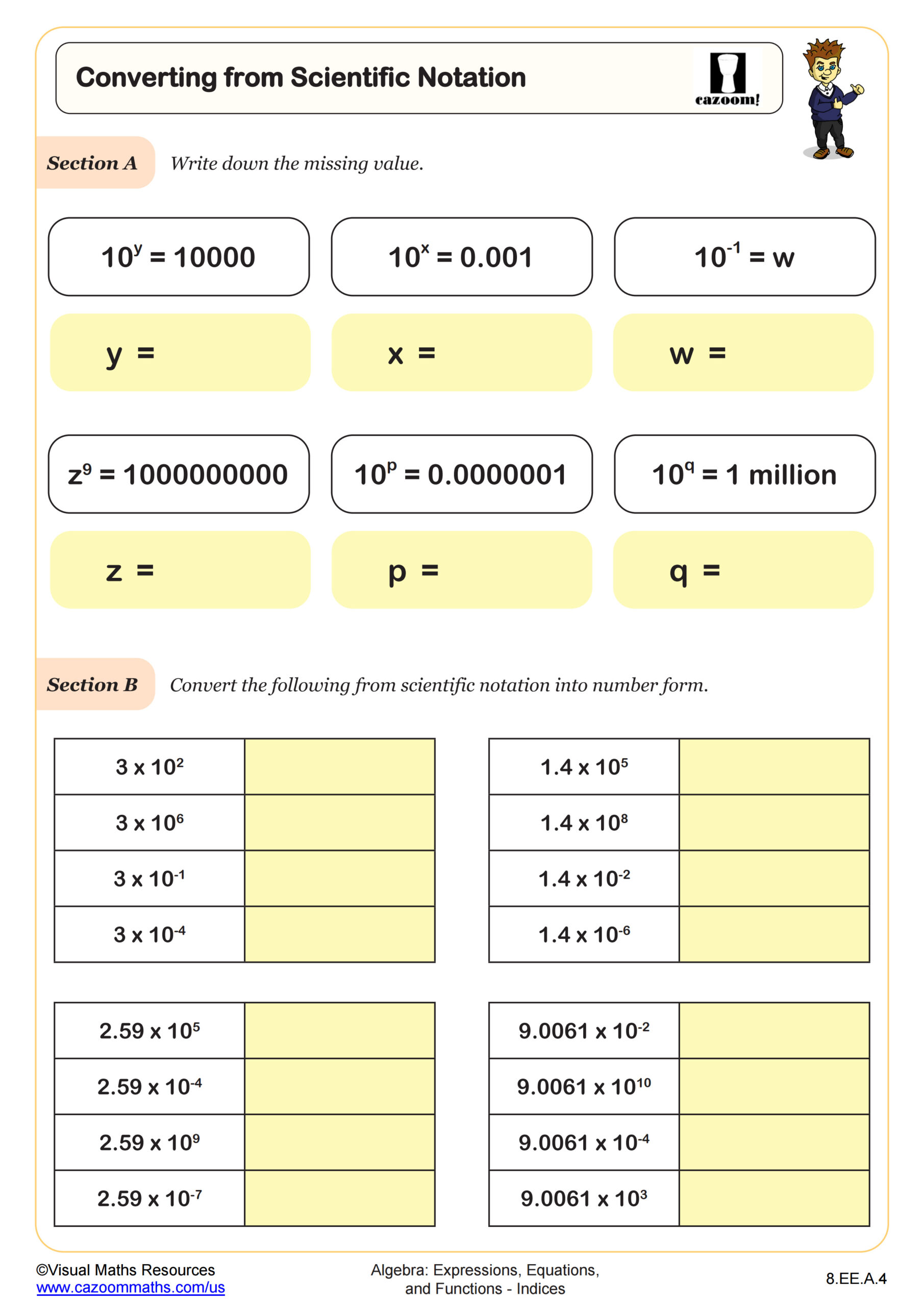 Preview of Converting from Scientific Notation