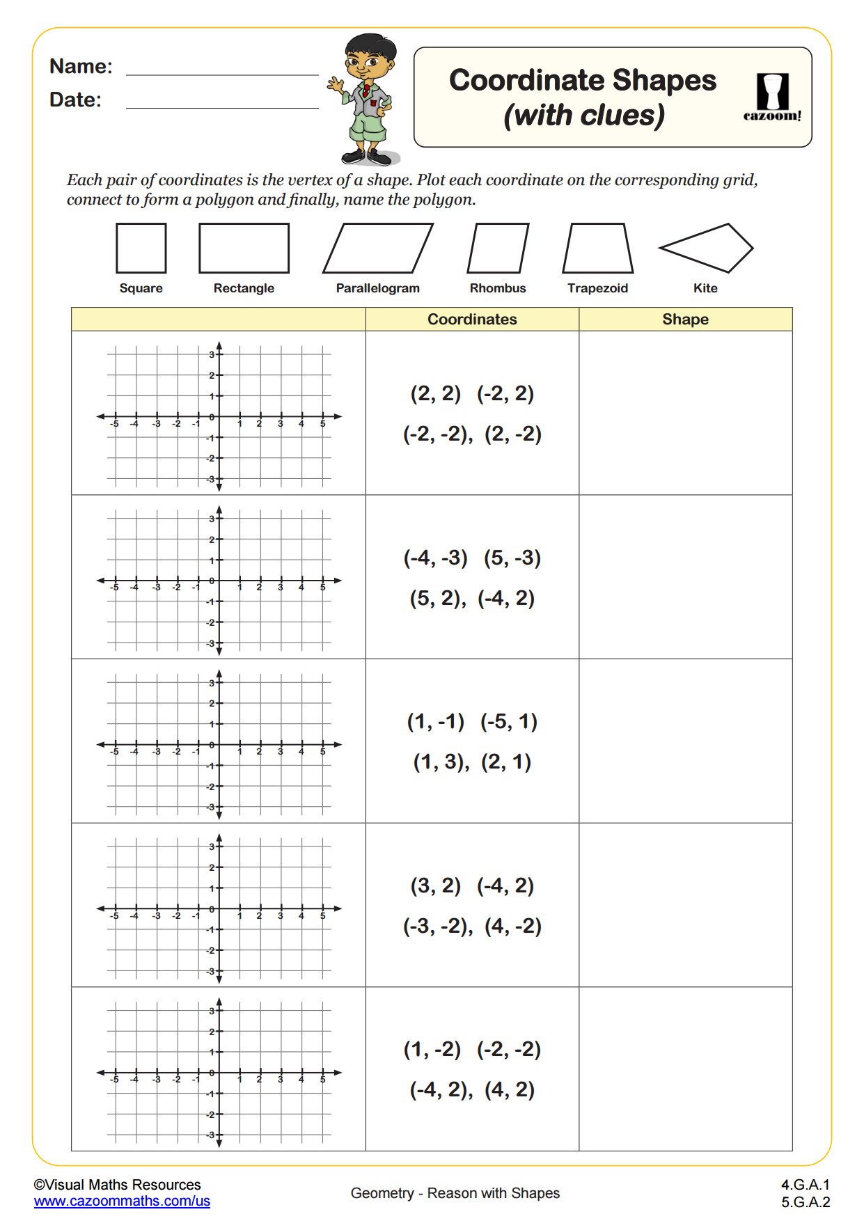 Preview of Coordinate Shapes (with clues)