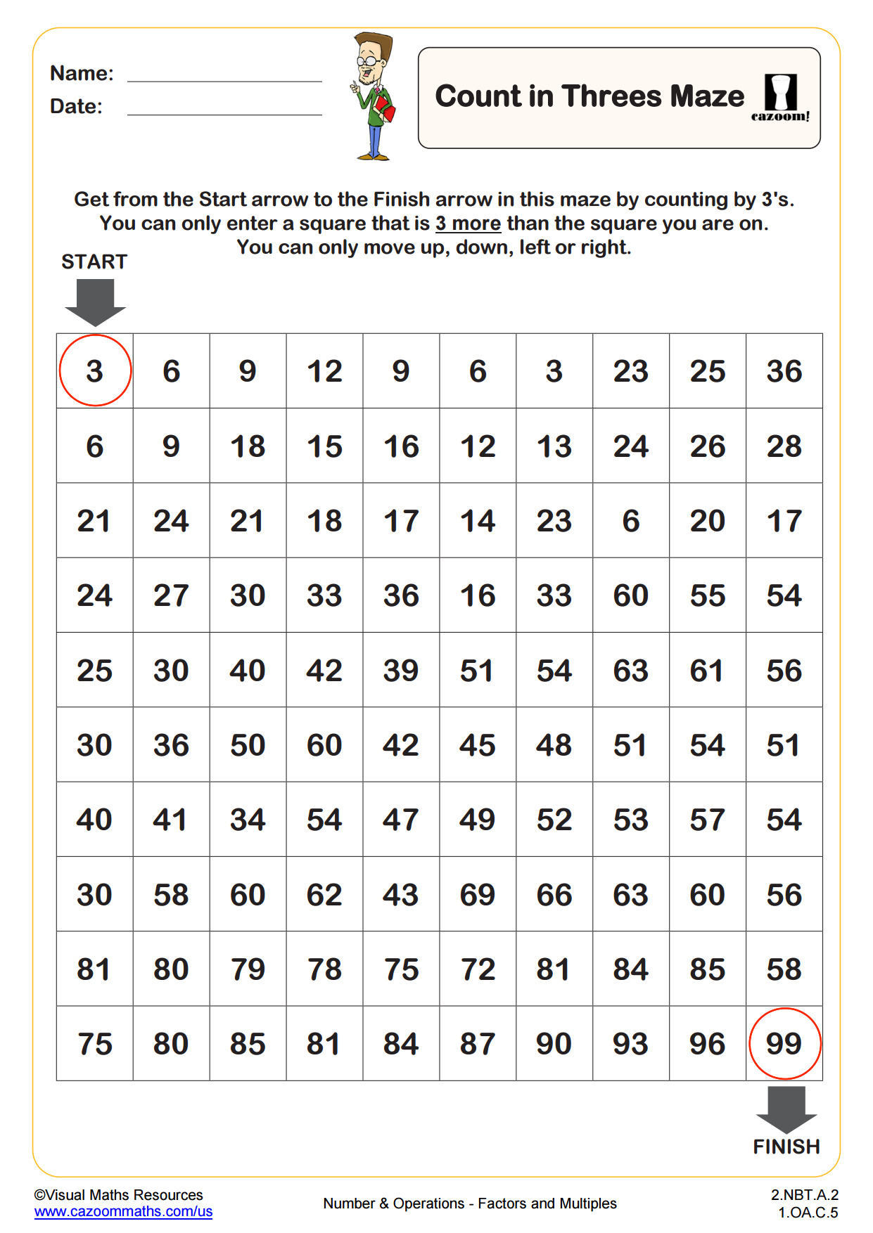 Preview of Count in 3s Maze