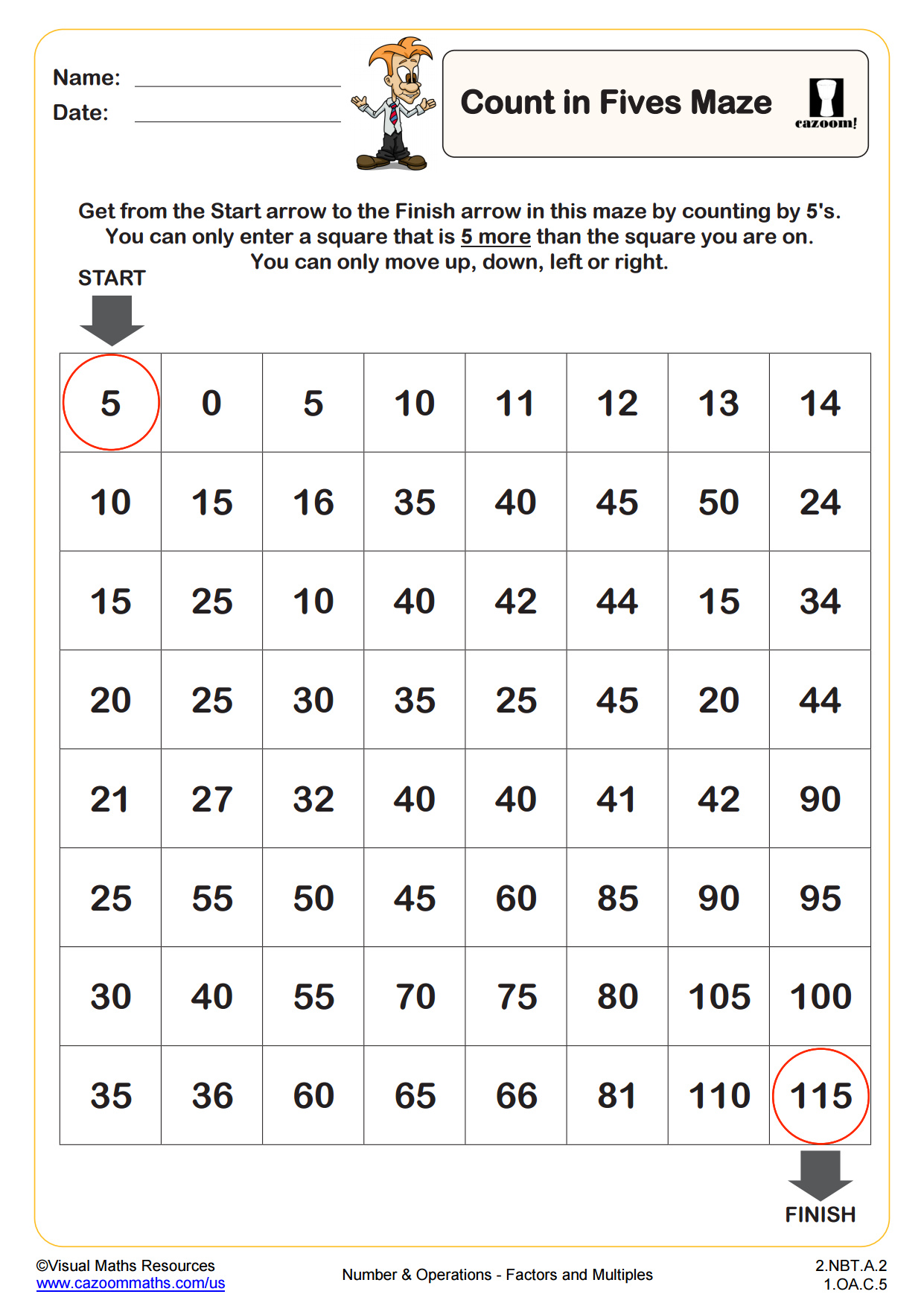 Preview of Count in 5s Maze