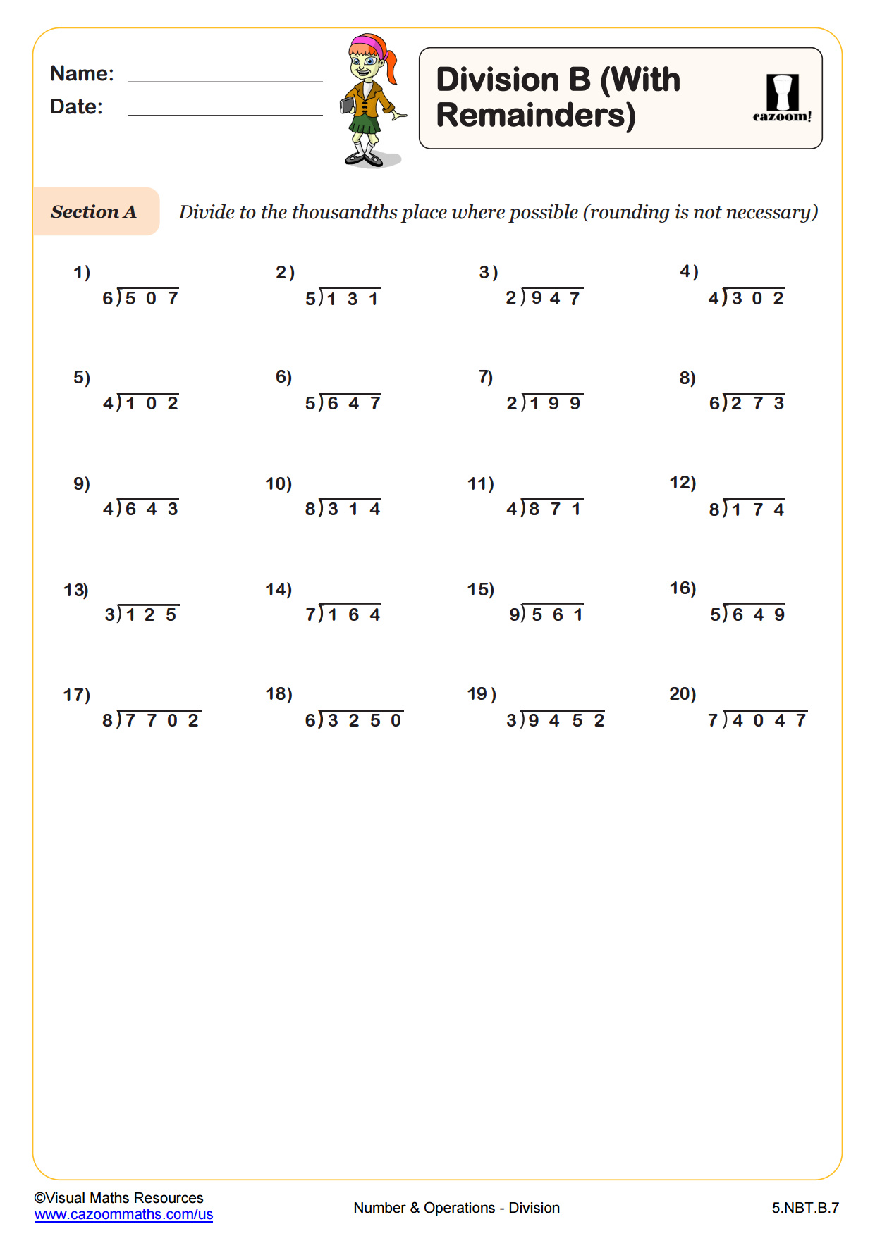 Preview of Division B (With Remainders)