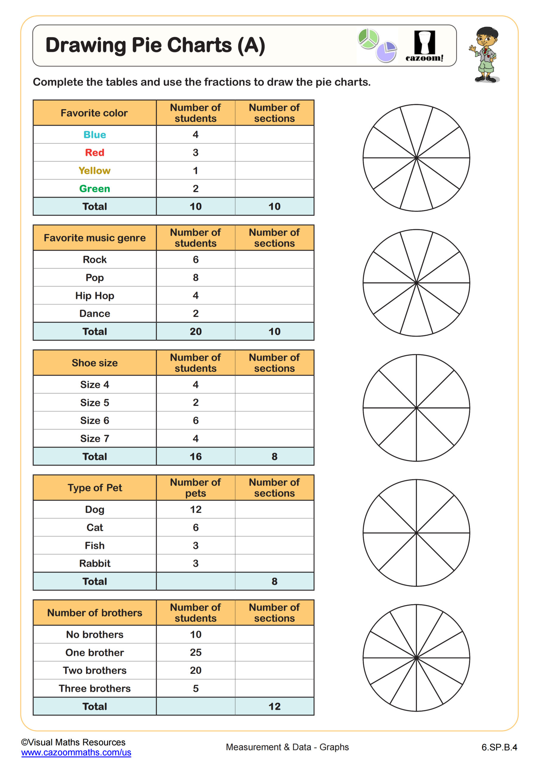 Preview of Drawing Pie Charts (A)