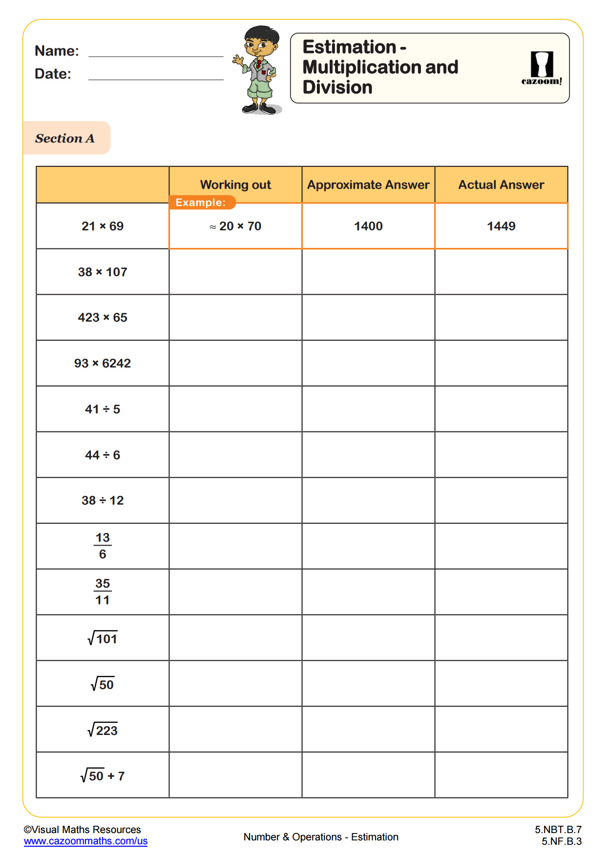 Preview of Estimation - Multiplication and Division