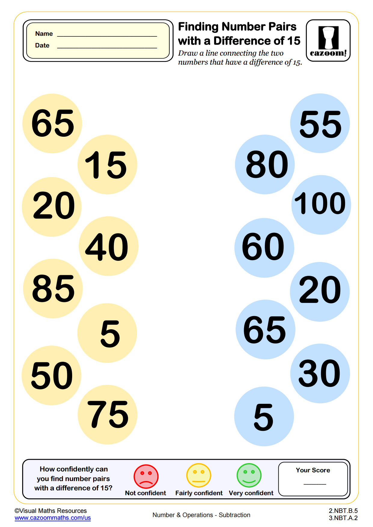 Preview of Find Number Pairs with a Difference of 15