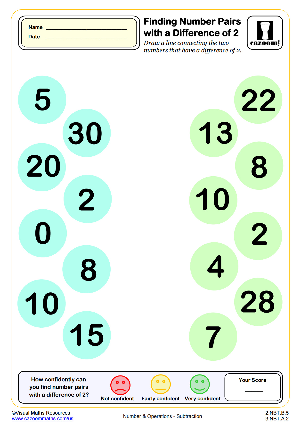 Preview of Find Number Pairs with a Difference of 2