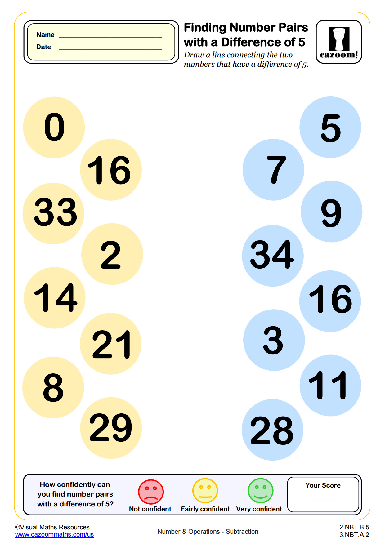 Preview of Find Number Pairs with a Difference of 5