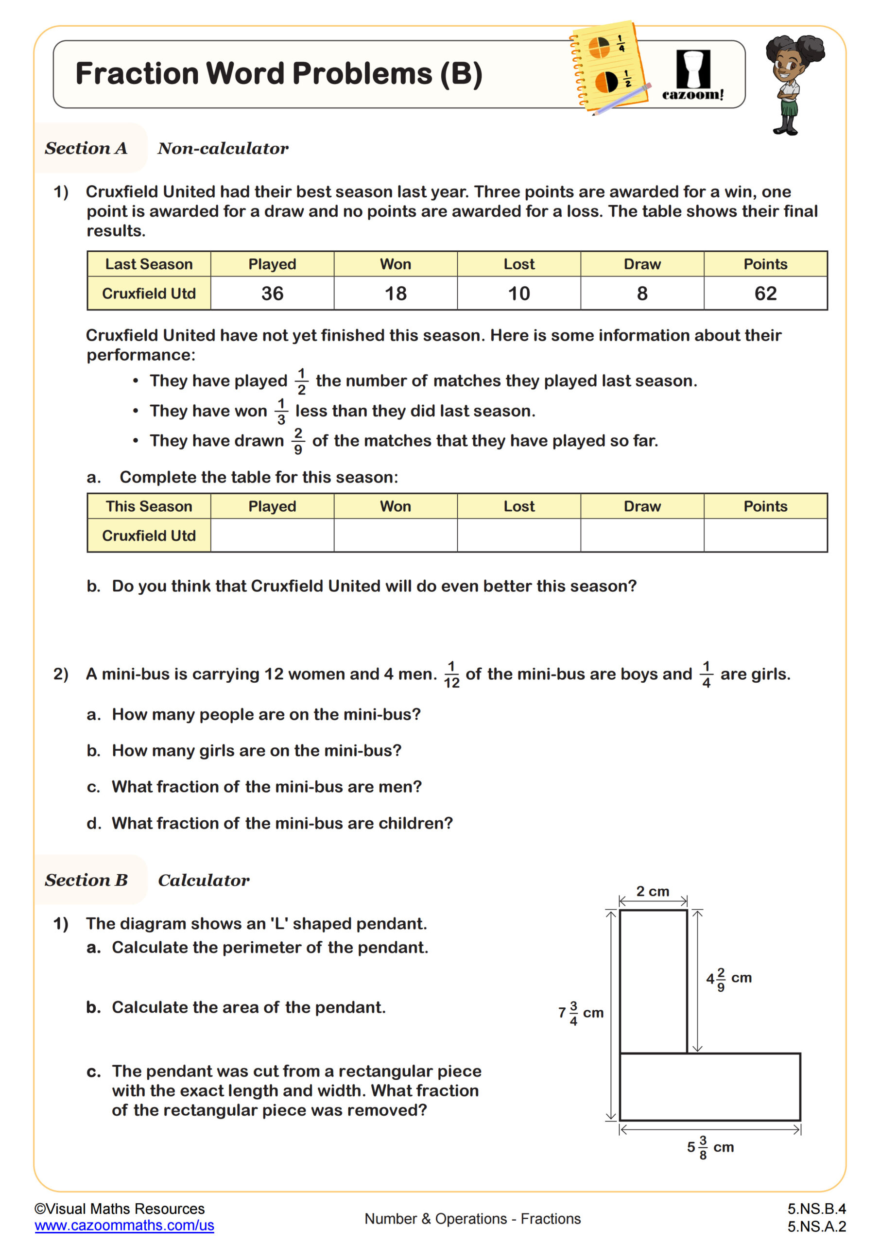 Preview of Fractions Word Problems (B)