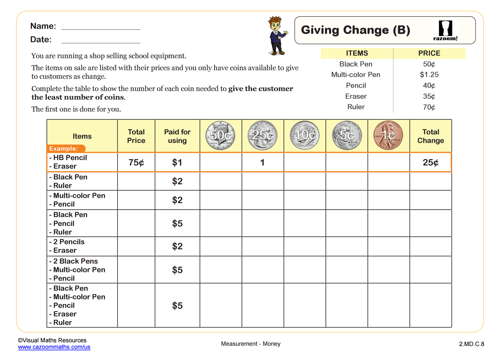 Preview of Giving Change (B)