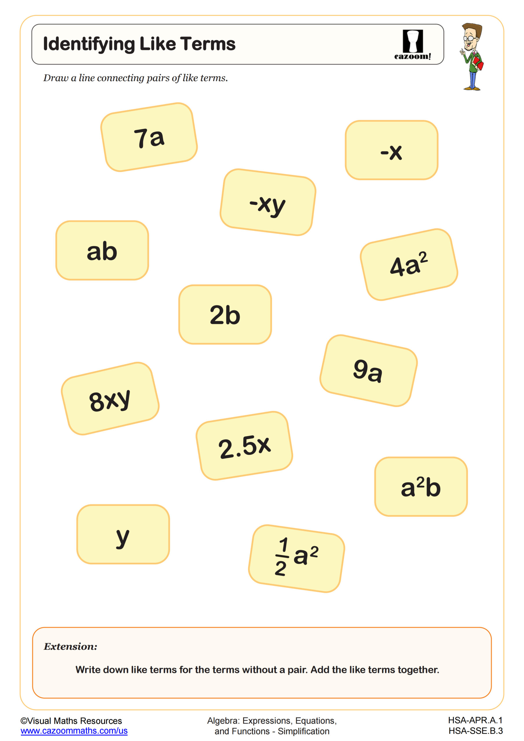 Preview of Identifying Like Terms