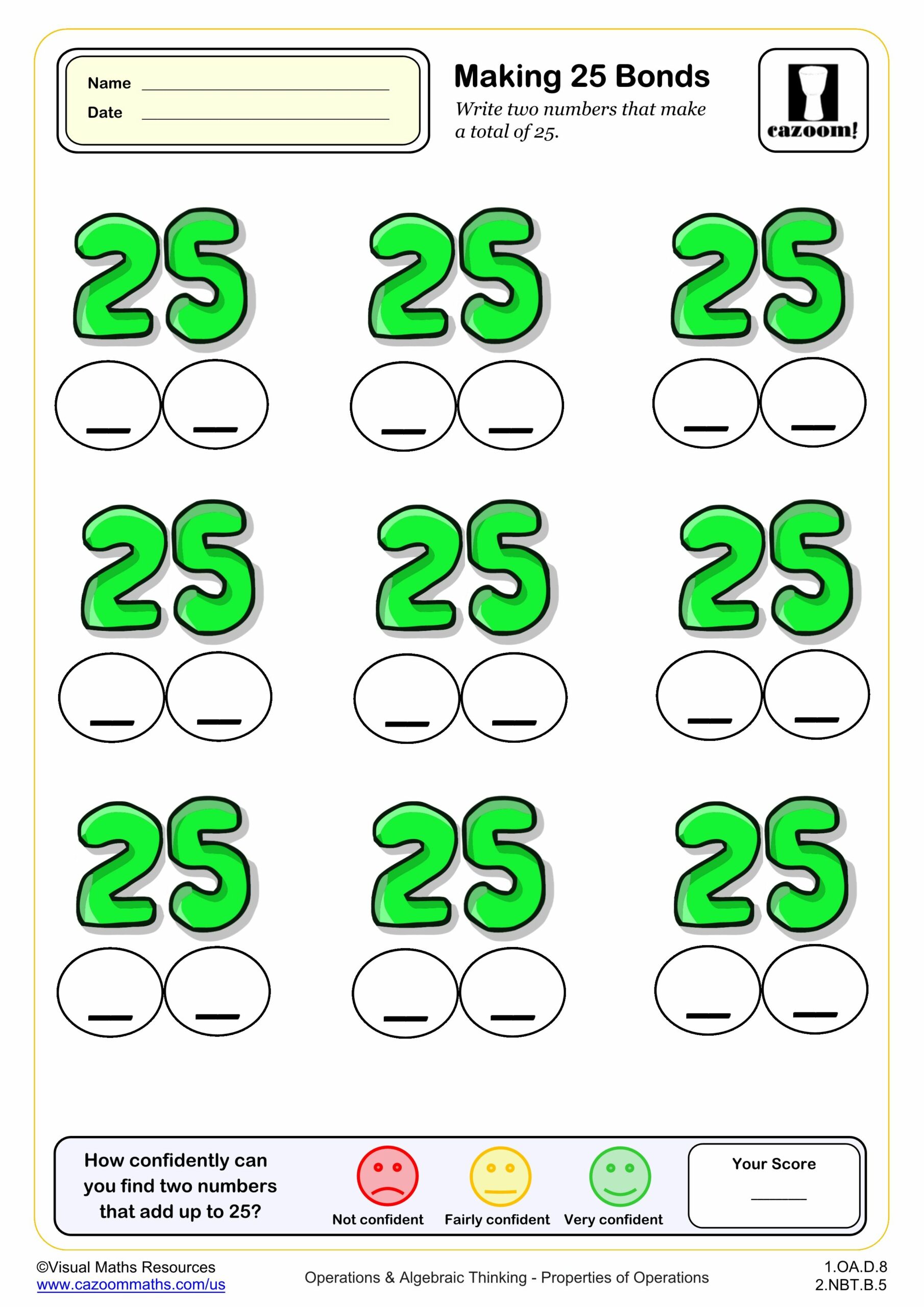 Preview of Making 25 (Blanks)