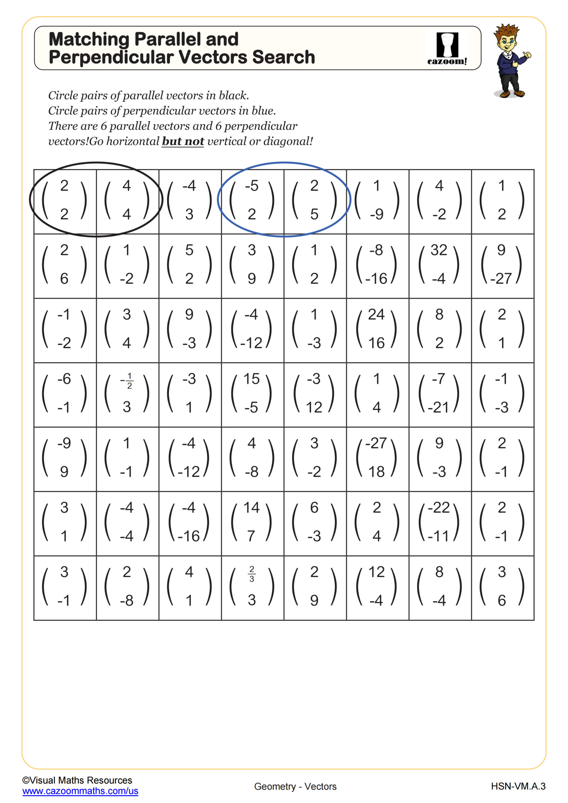 Preview of Matching Parallel and Perpendicular Vectors Search