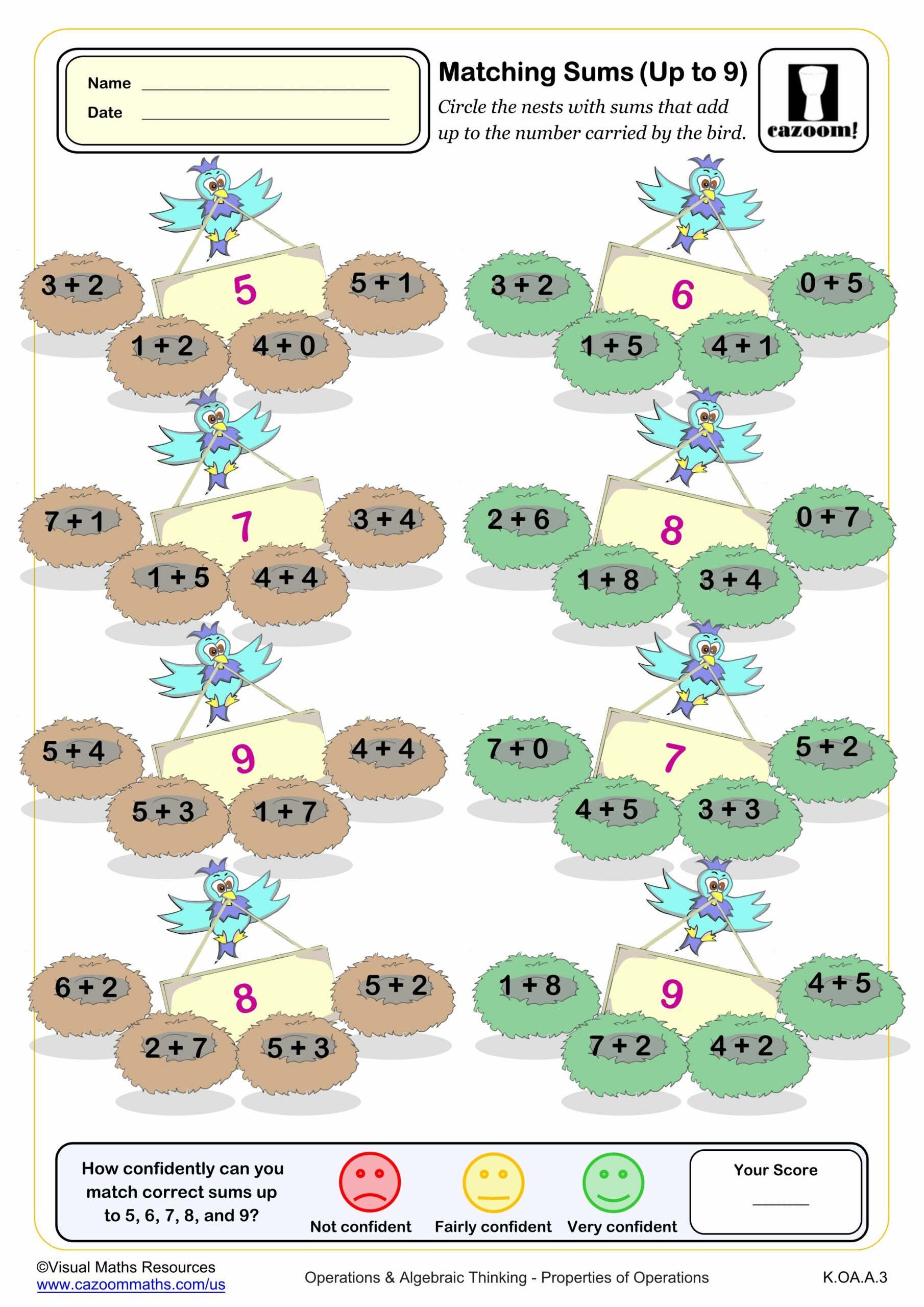 Preview of Matching Sums (up to 9)