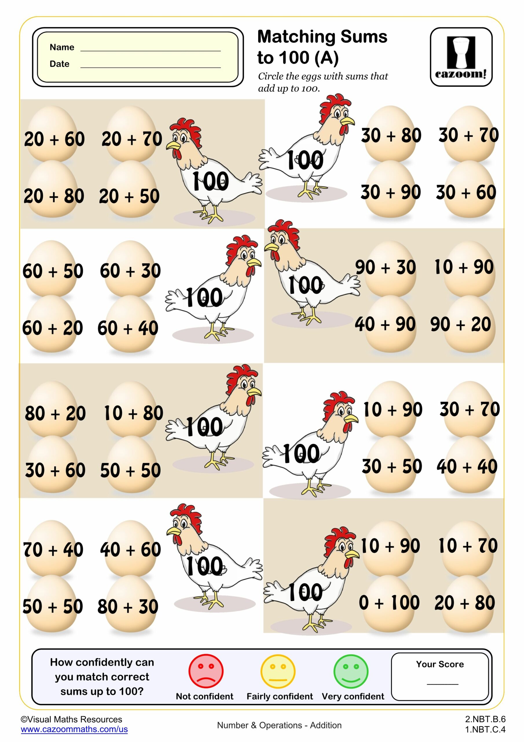 Preview of Matching sums to 100 (A)