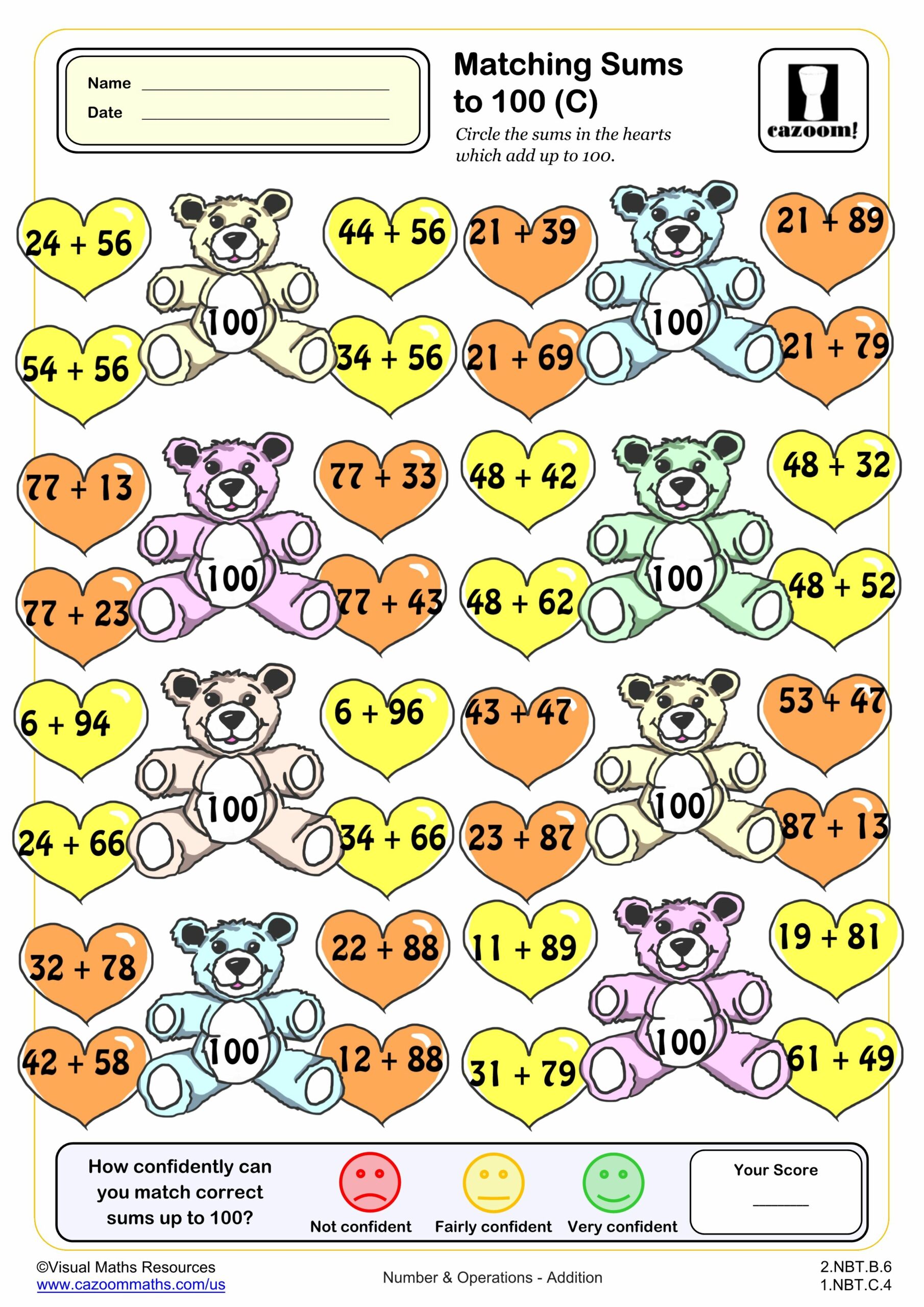 Preview of Matching sums to 100 (C)