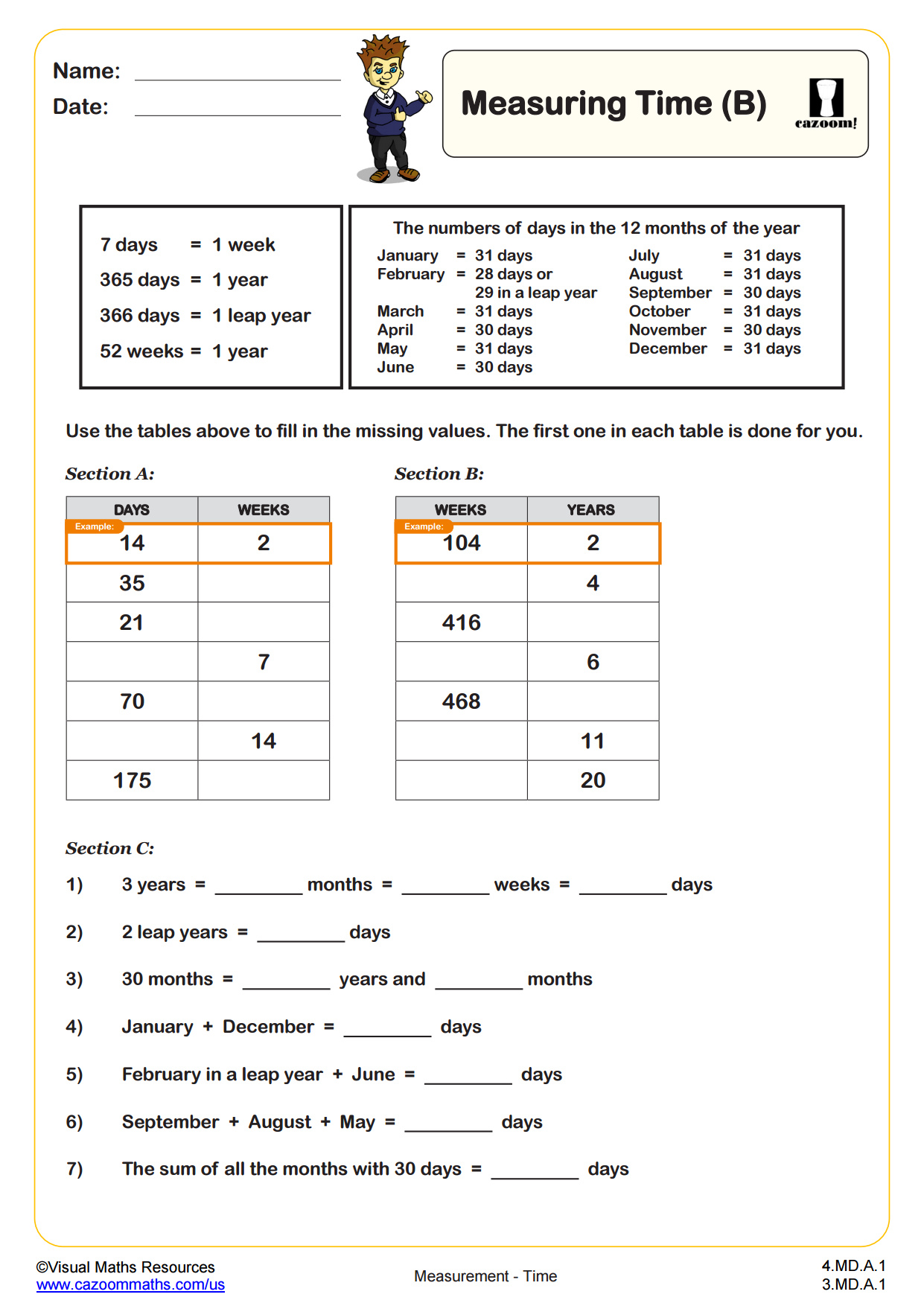 Preview of Units of Time (B)