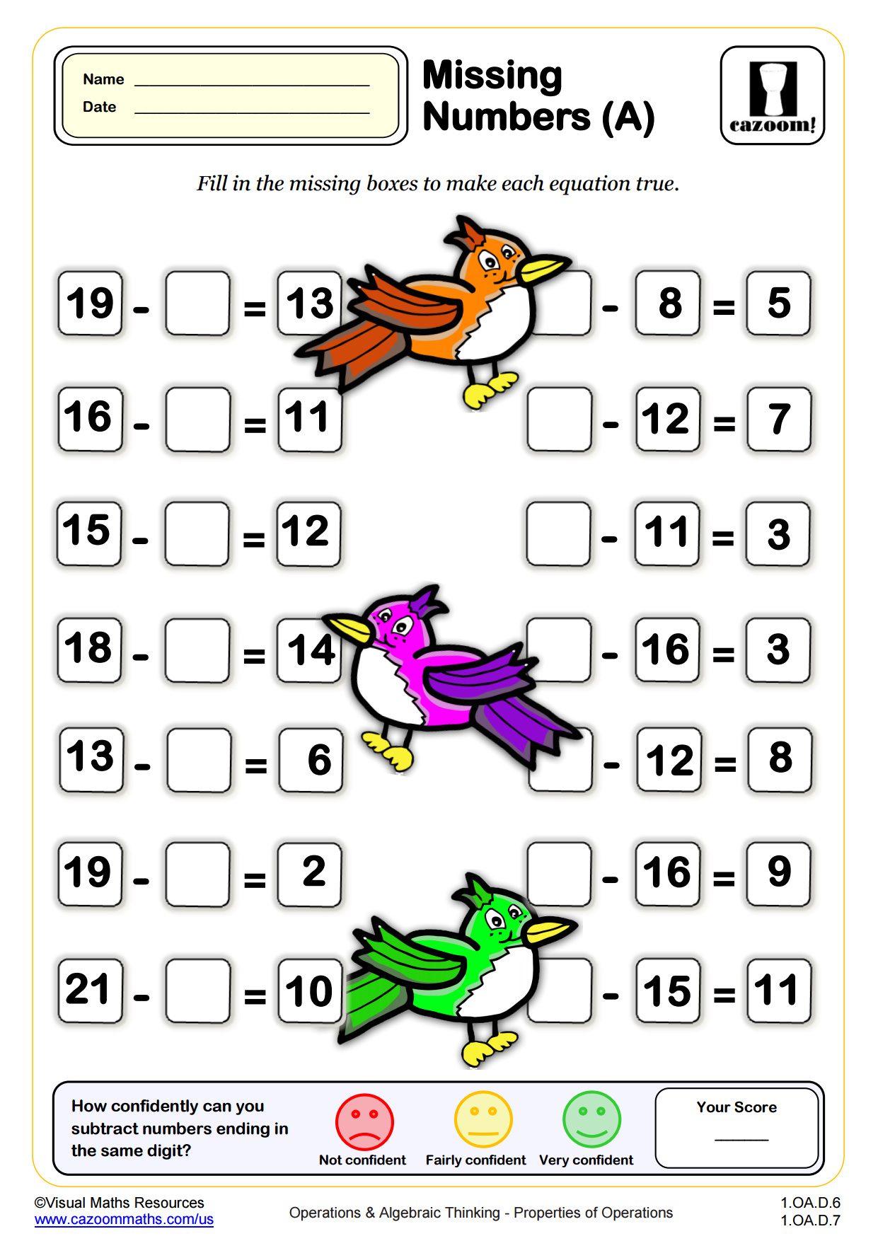 Preview of Missing Numbers (A)