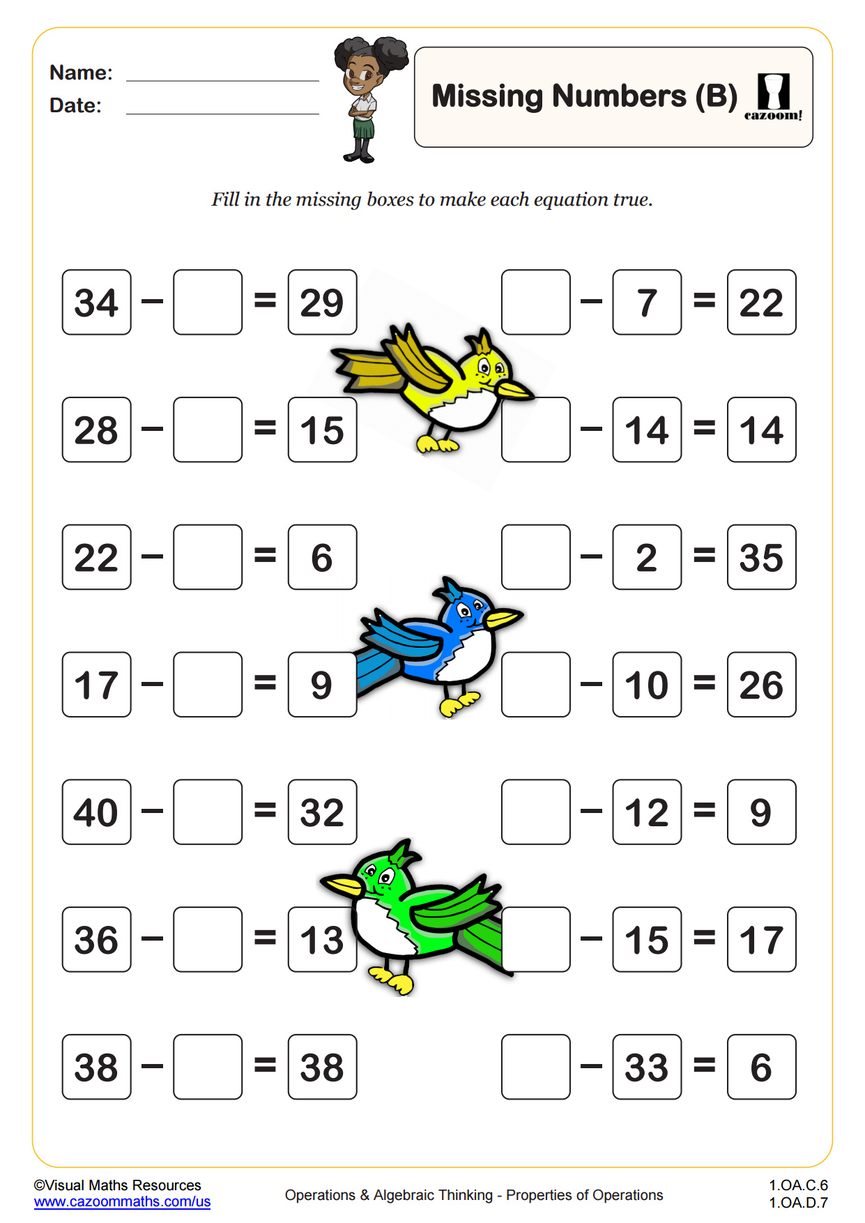Preview of Missing Numbers (B)