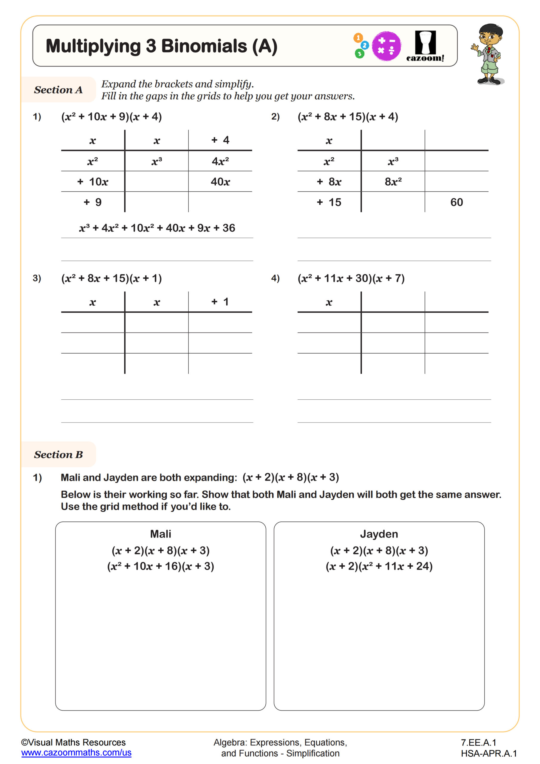 Preview of Multiplying 3 Binomials (A)