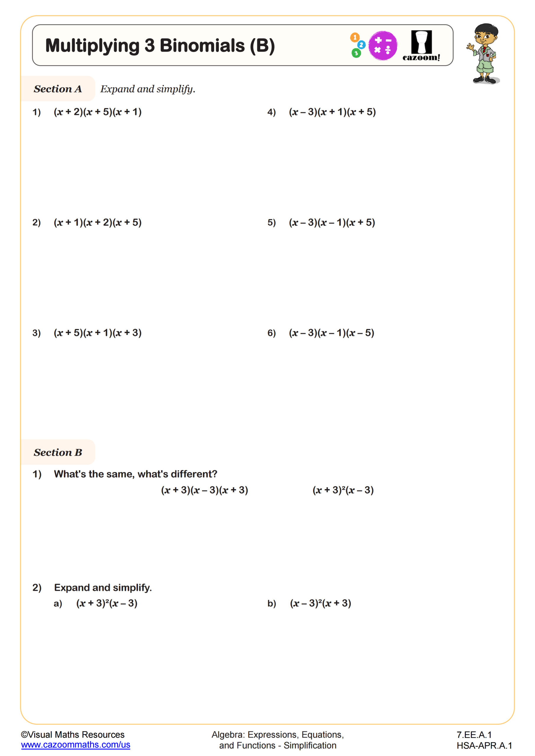 Preview of Multiplying 3 Binomials (B)