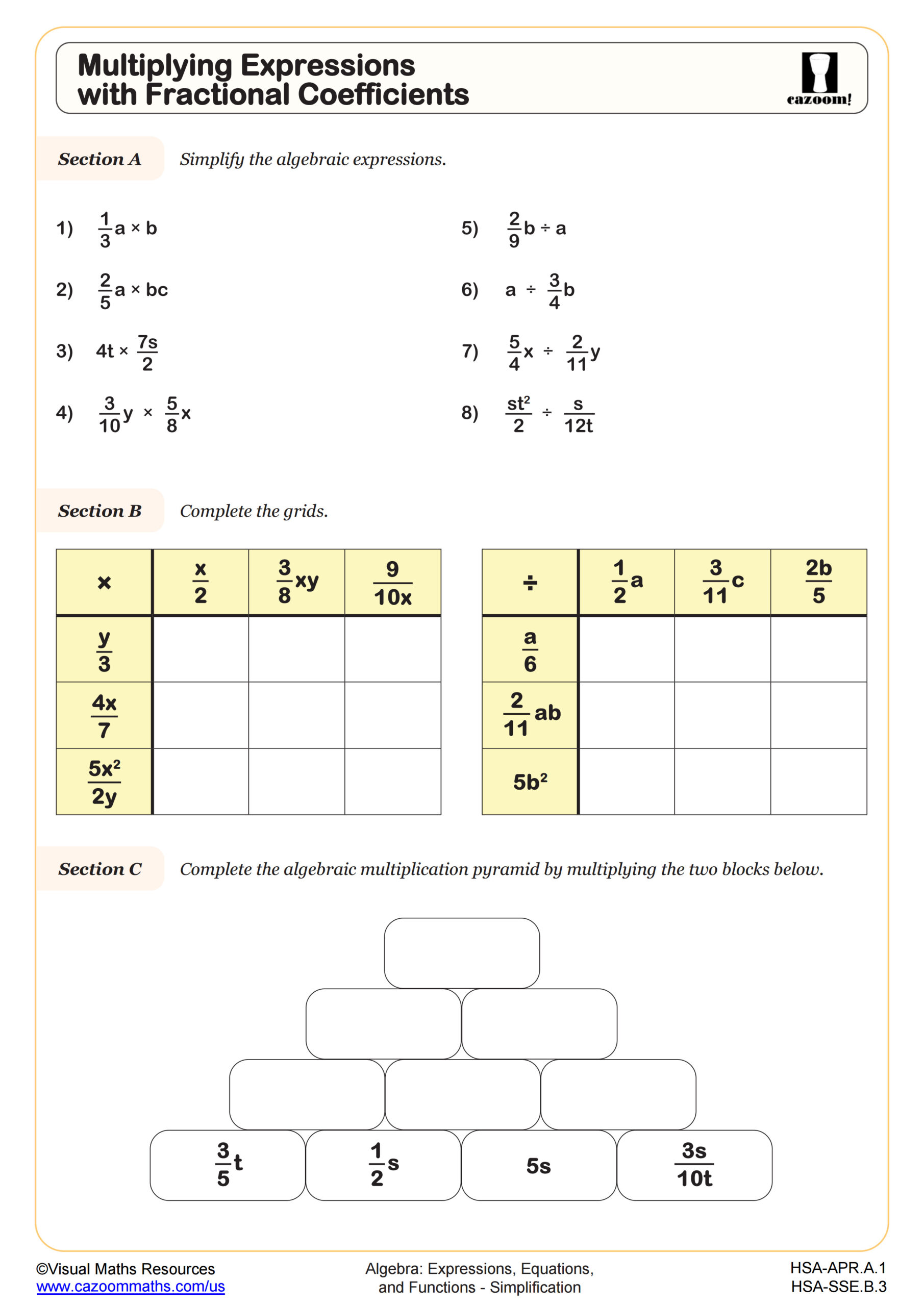 Preview of Multiplying Expressions with Fractional Coefficients