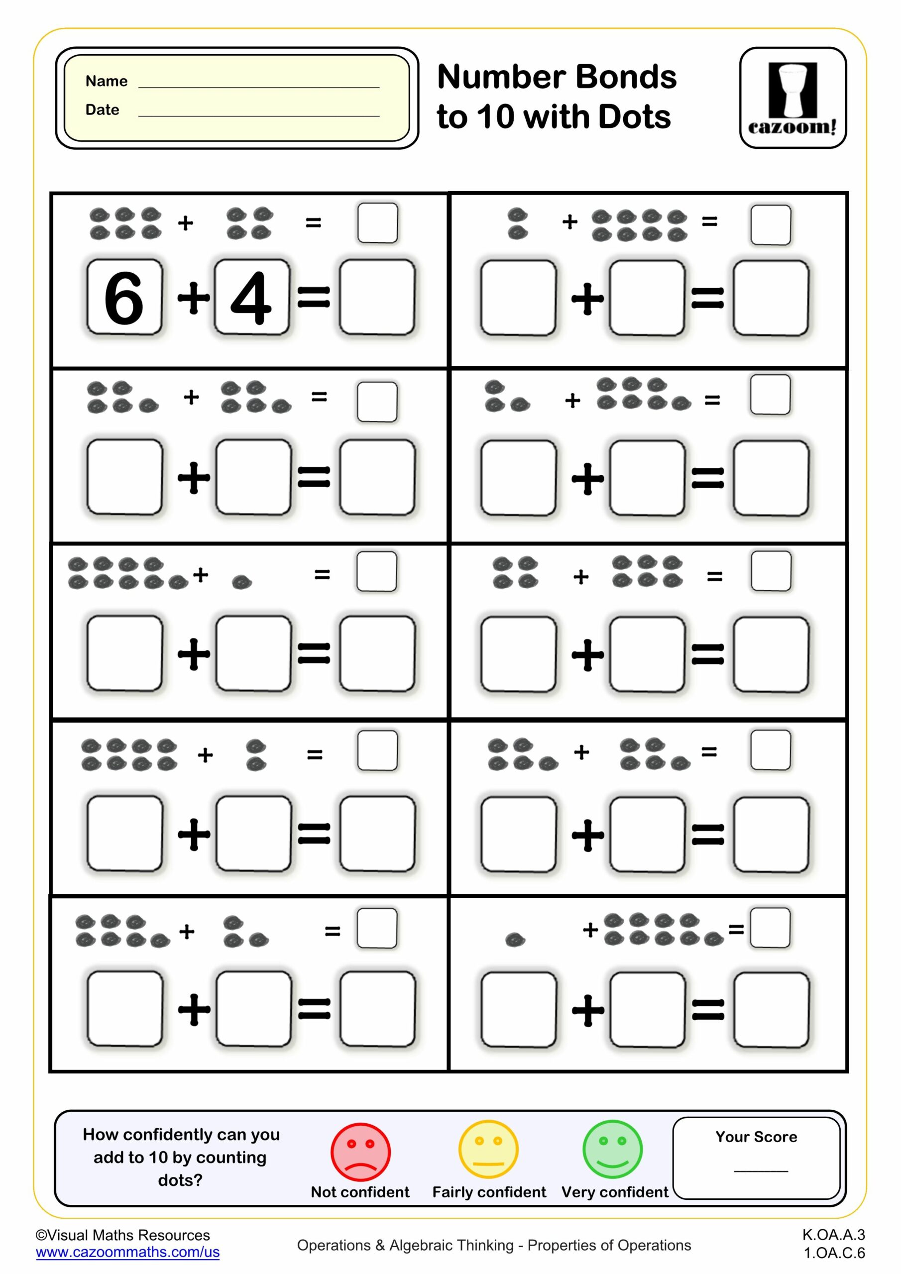 Preview of Number Bonds to 10 with Dots