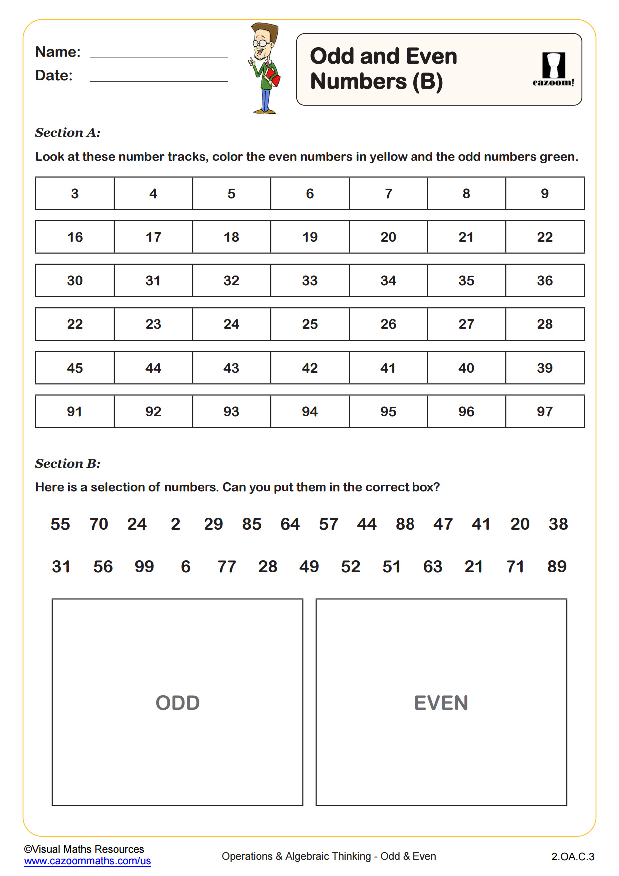 Preview of Odd and Even Numbers (B)