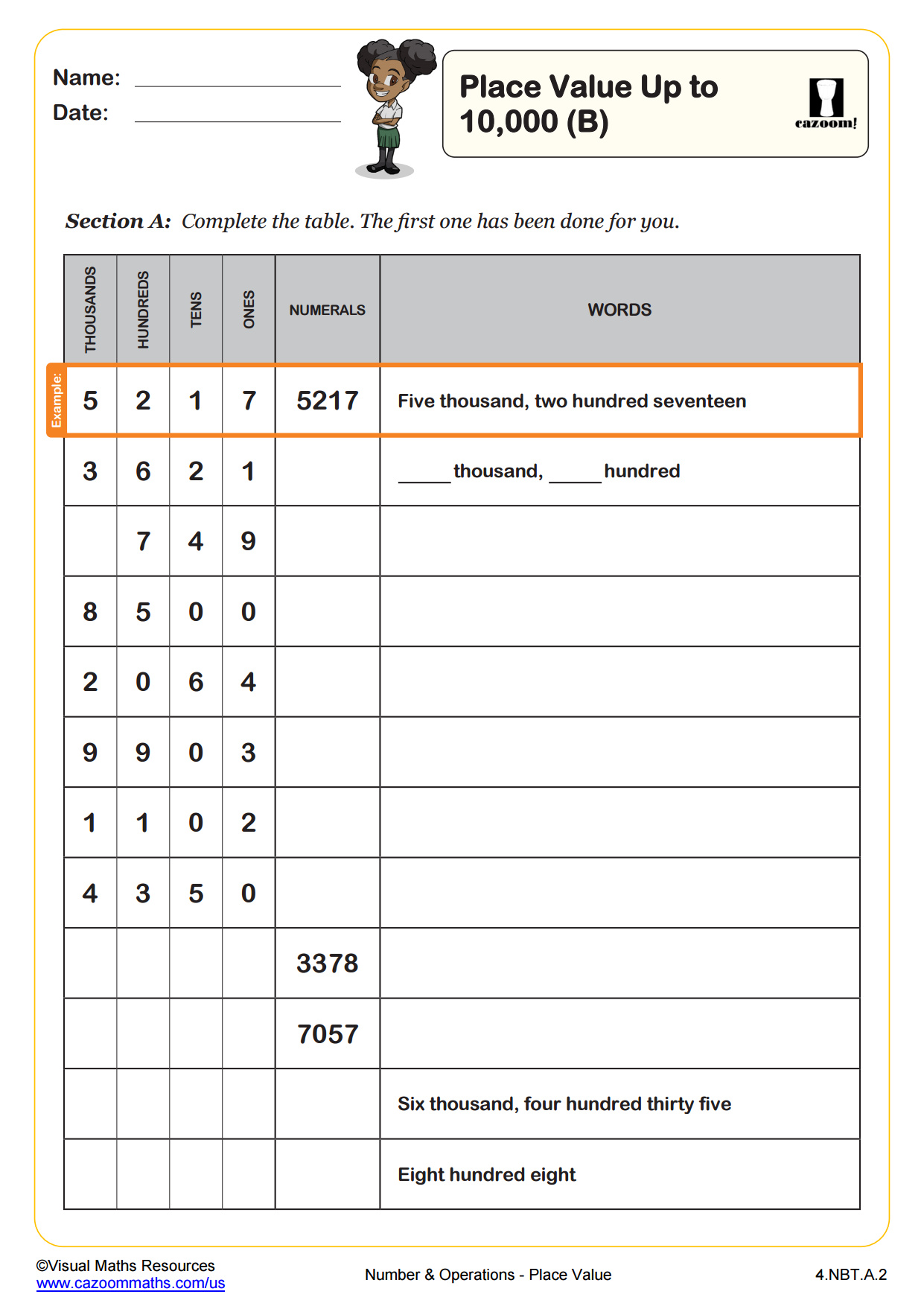 Preview of Place Value up to 10,000 (B)