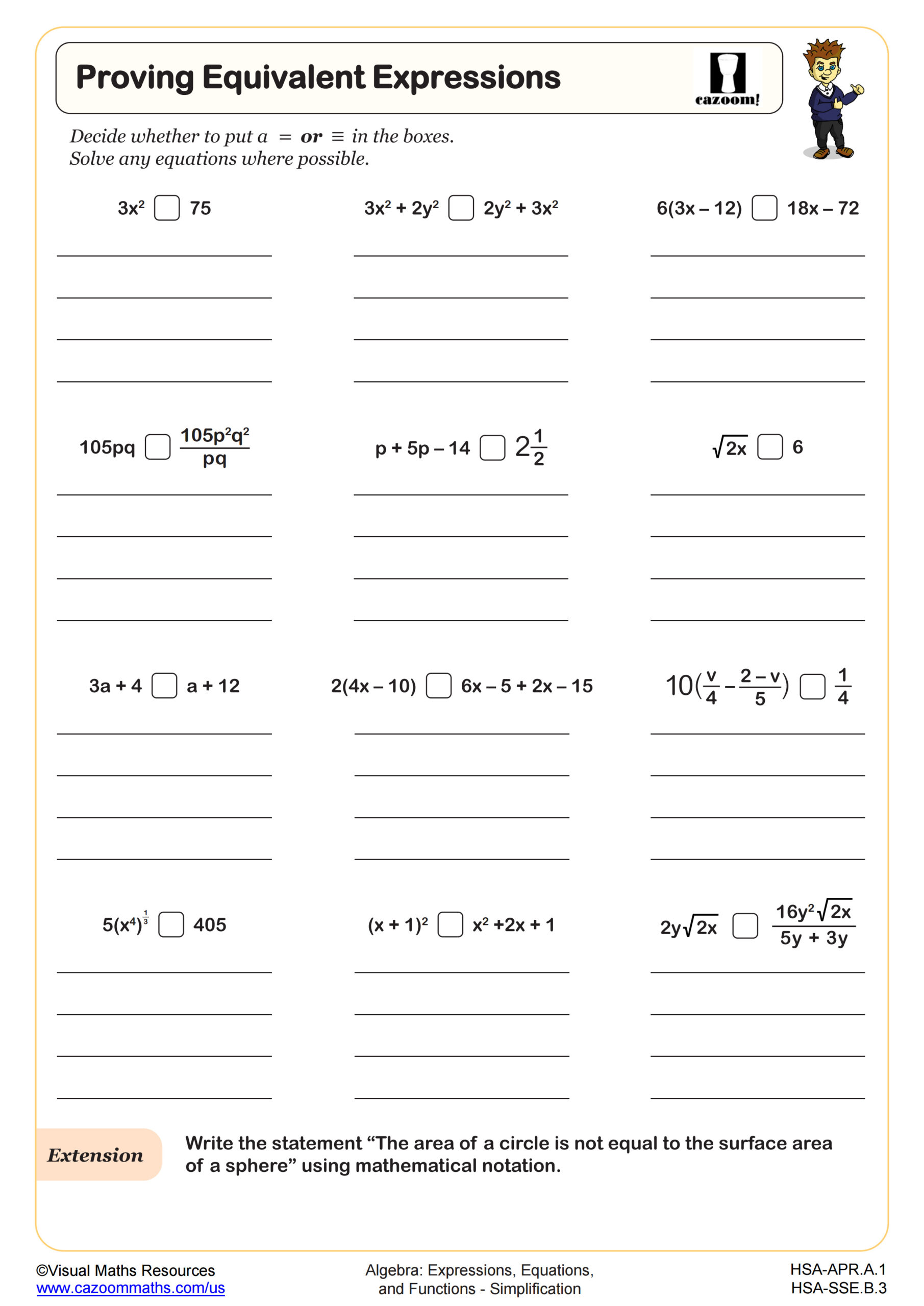 Preview of Proving Equivalent Expressions