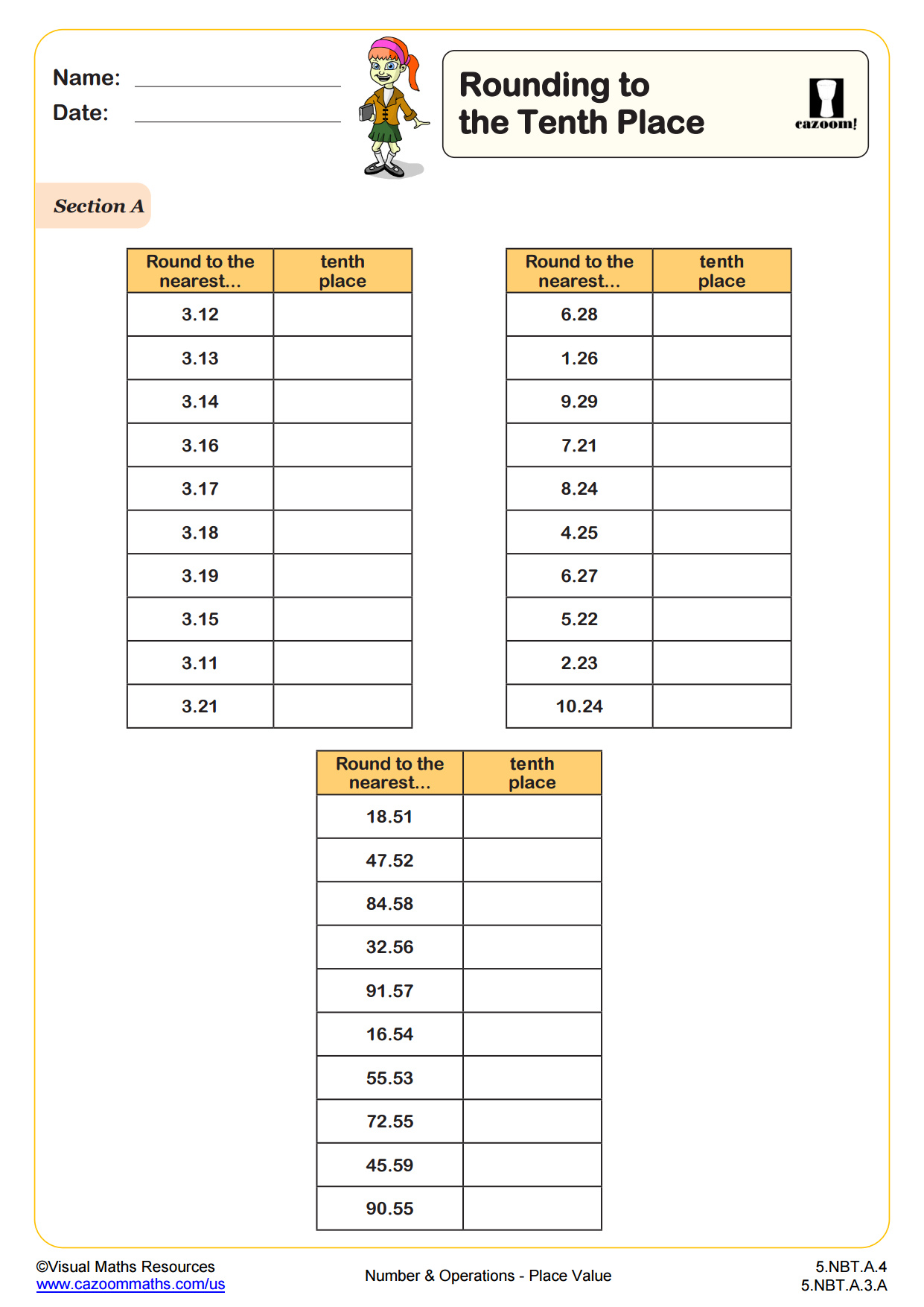 Preview of Rounding to the Tenth's Place