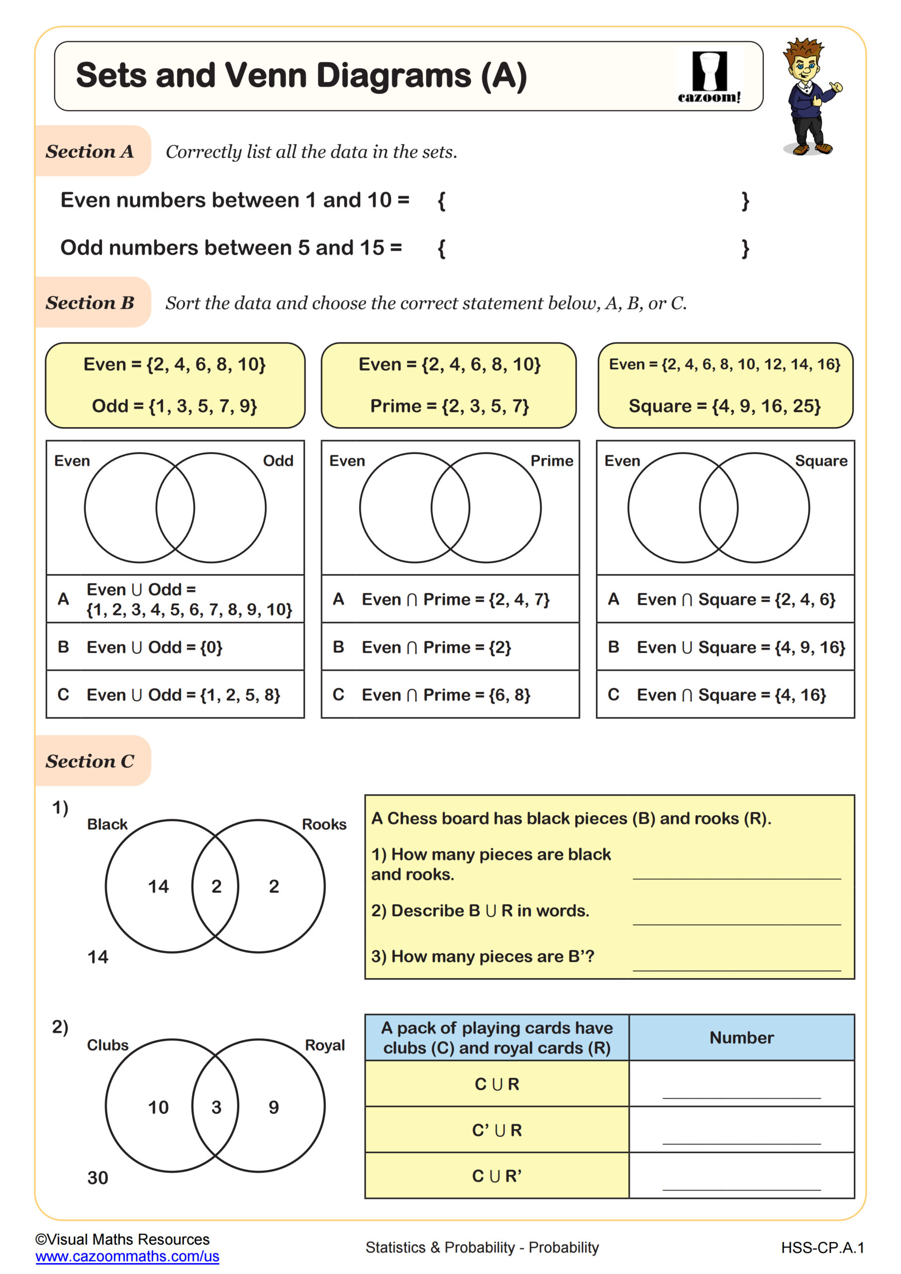 Preview of Sets and Venn Diagrams (A)