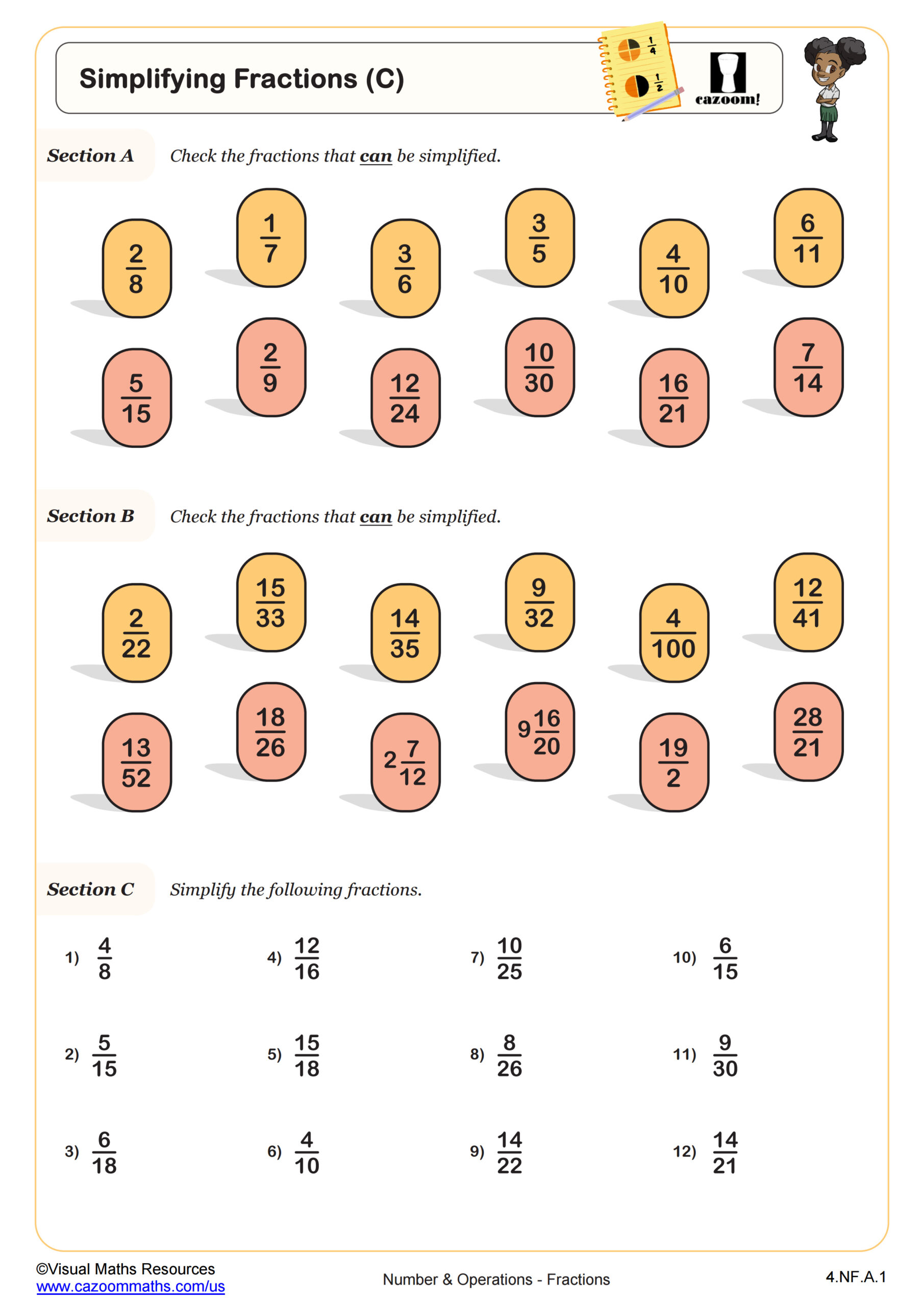 Preview of Simplifying Fractions (C)