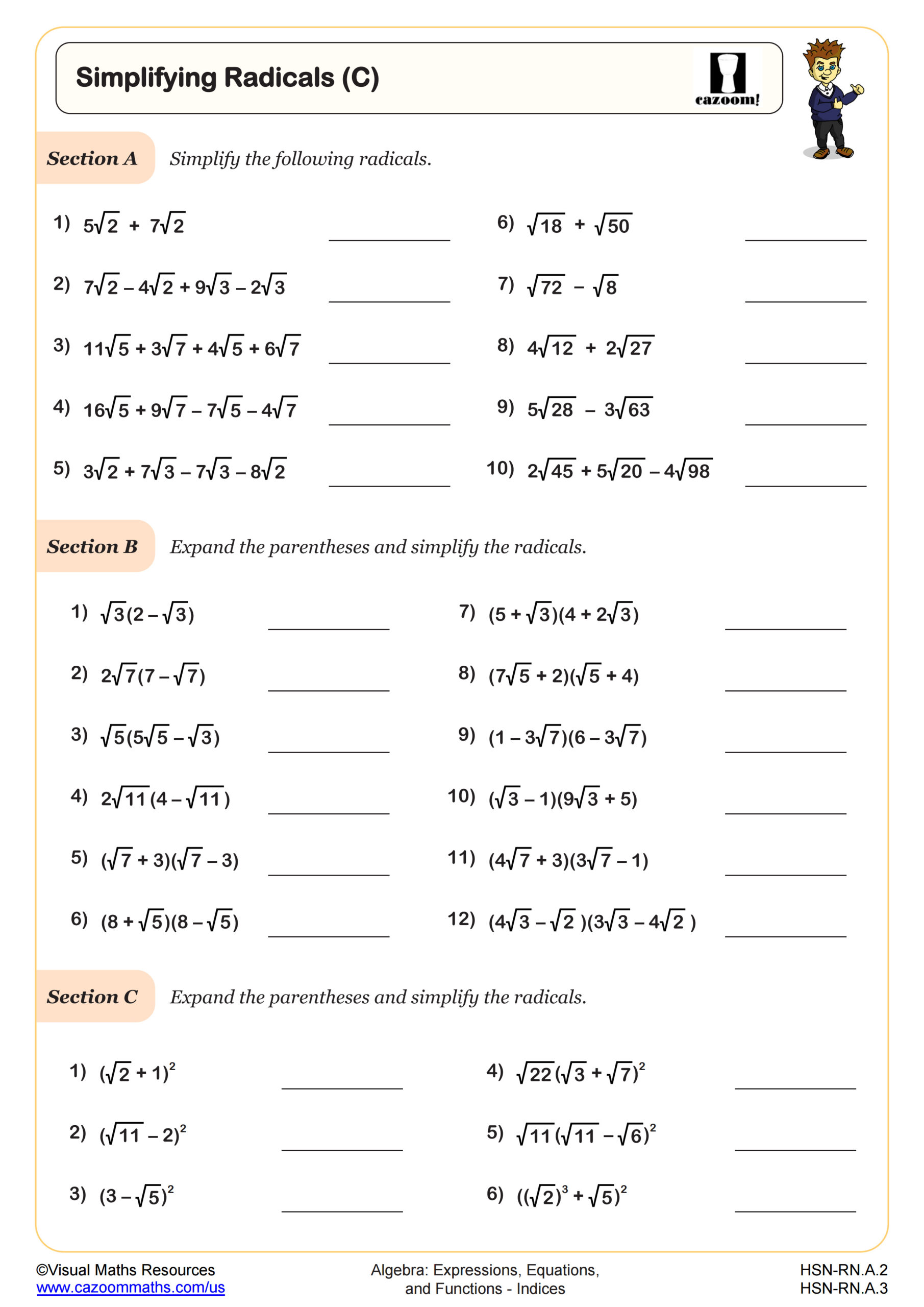 Preview of Simplifying Radicals (C)