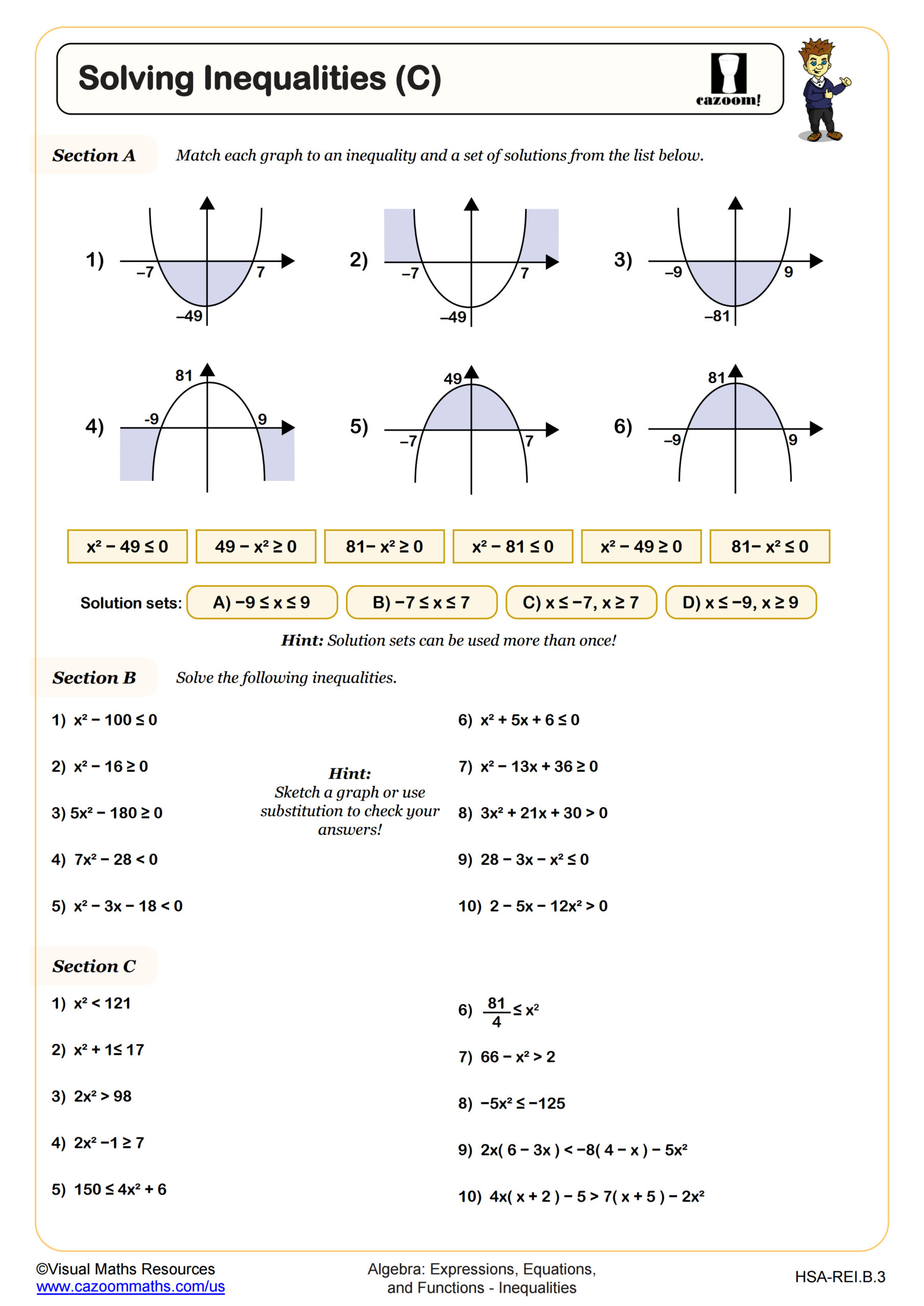 Preview of Solving Inequalities (C)