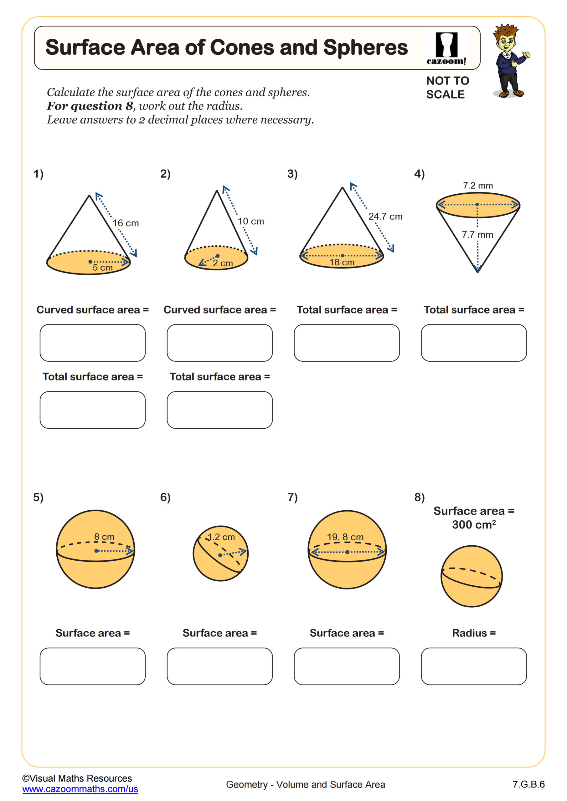 Preview of Surface Area of Cones and Spheres