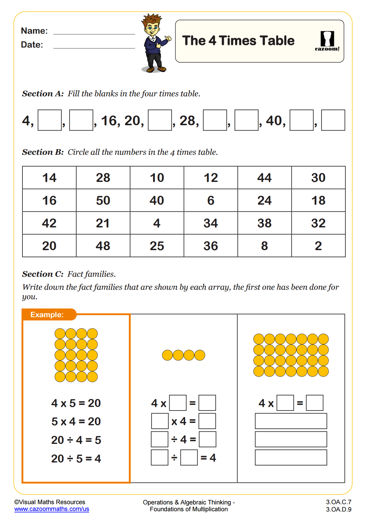 Preview of The Four Times Table