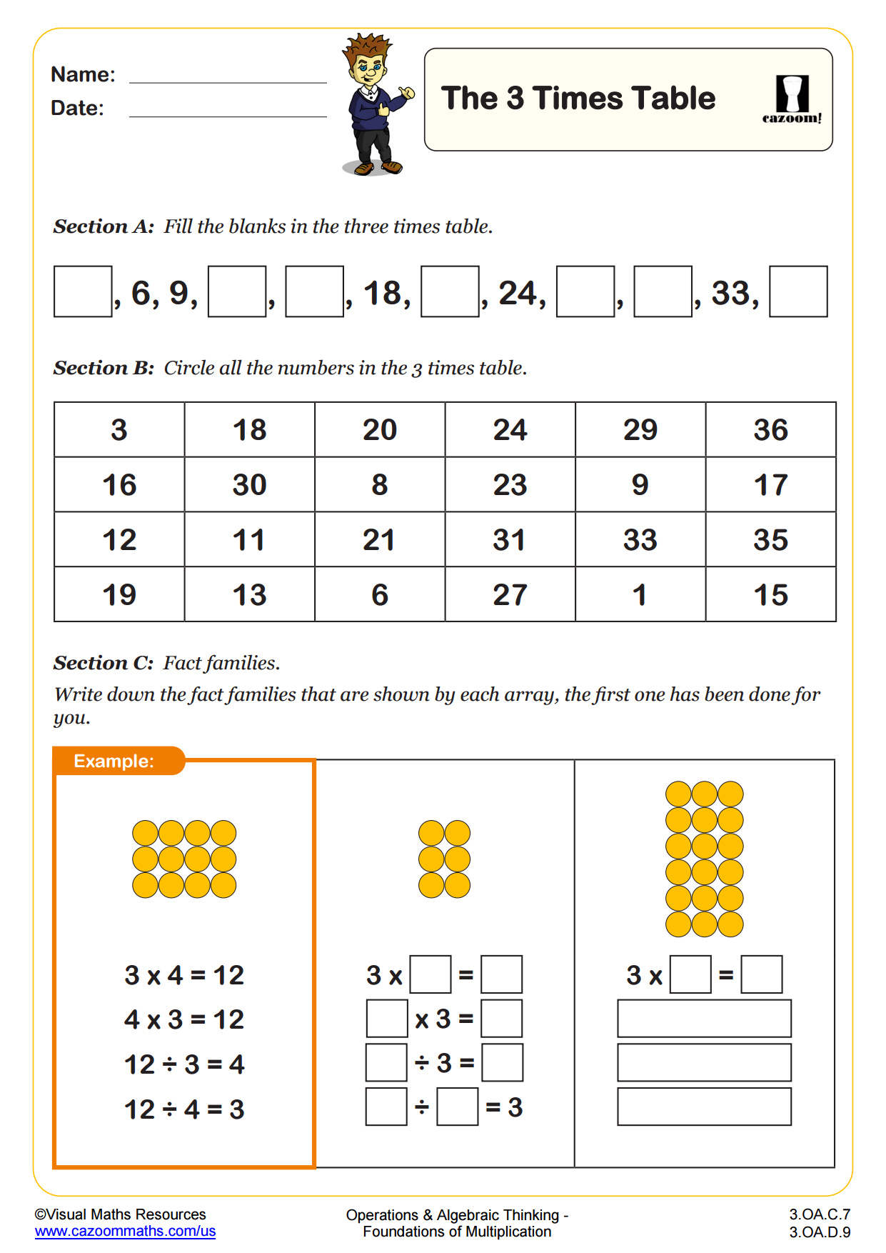 Preview of The Three Times Table