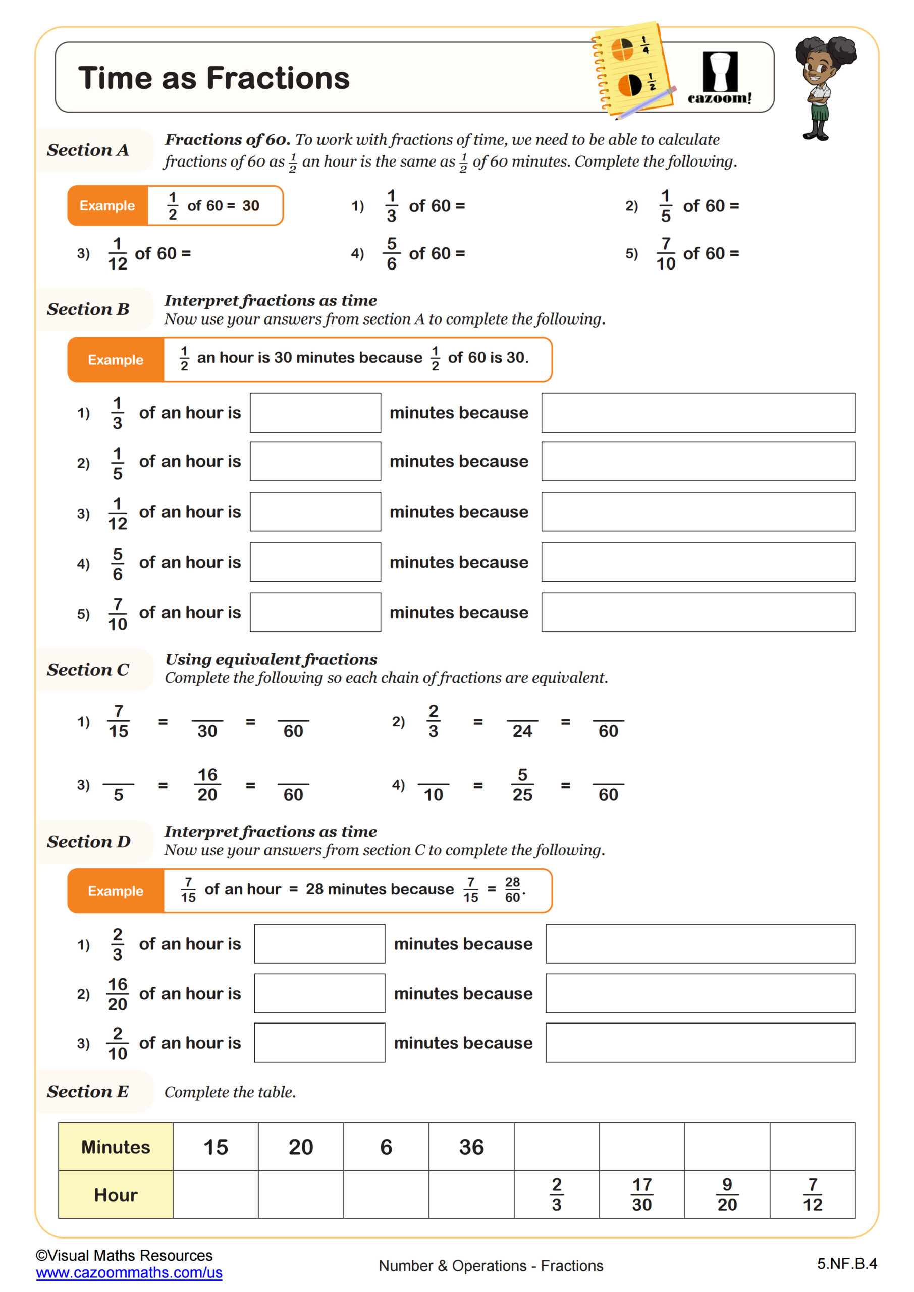 Preview of Time as Fractions (A)