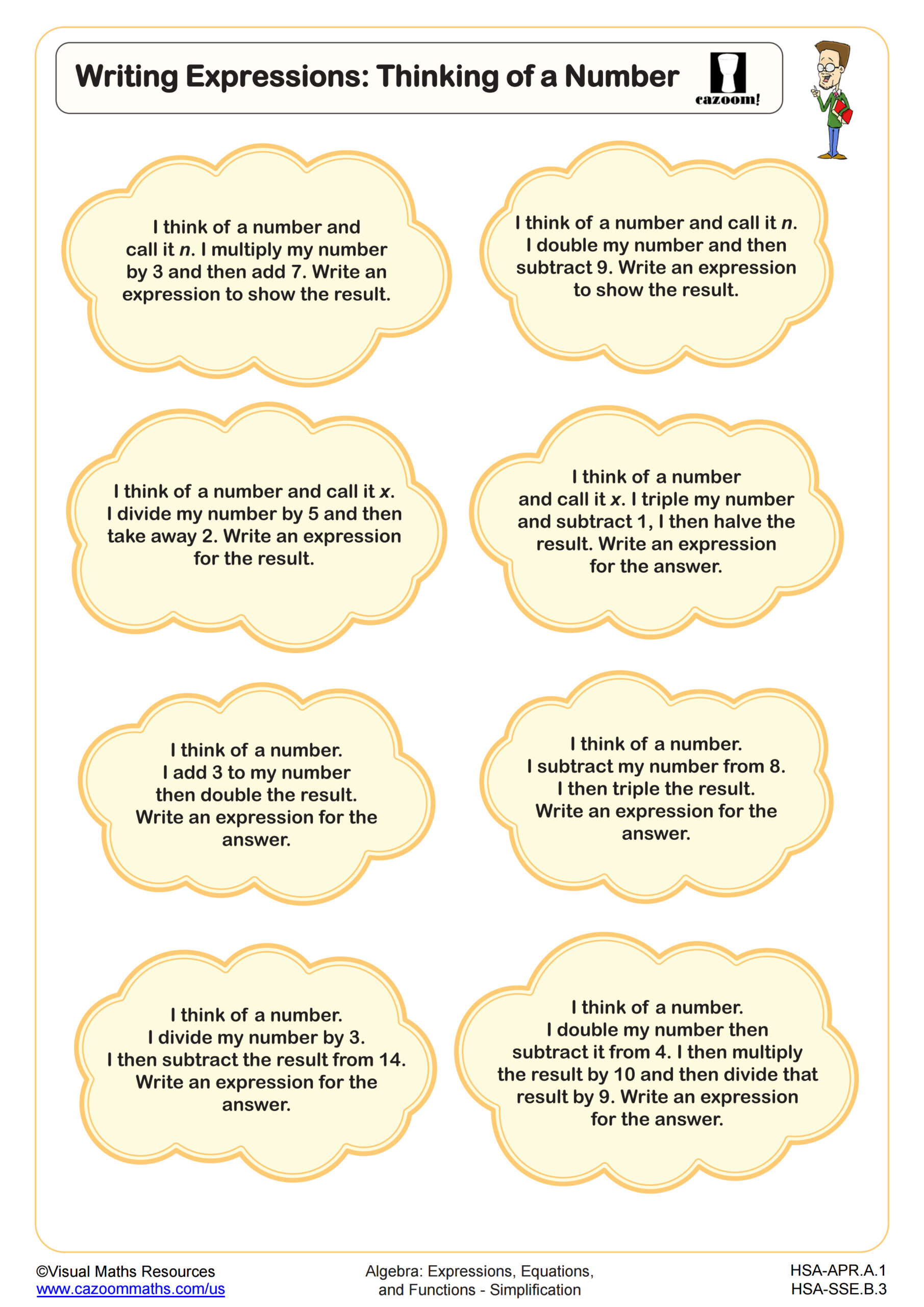 Preview of Writing Expressions: Thinking of a Number