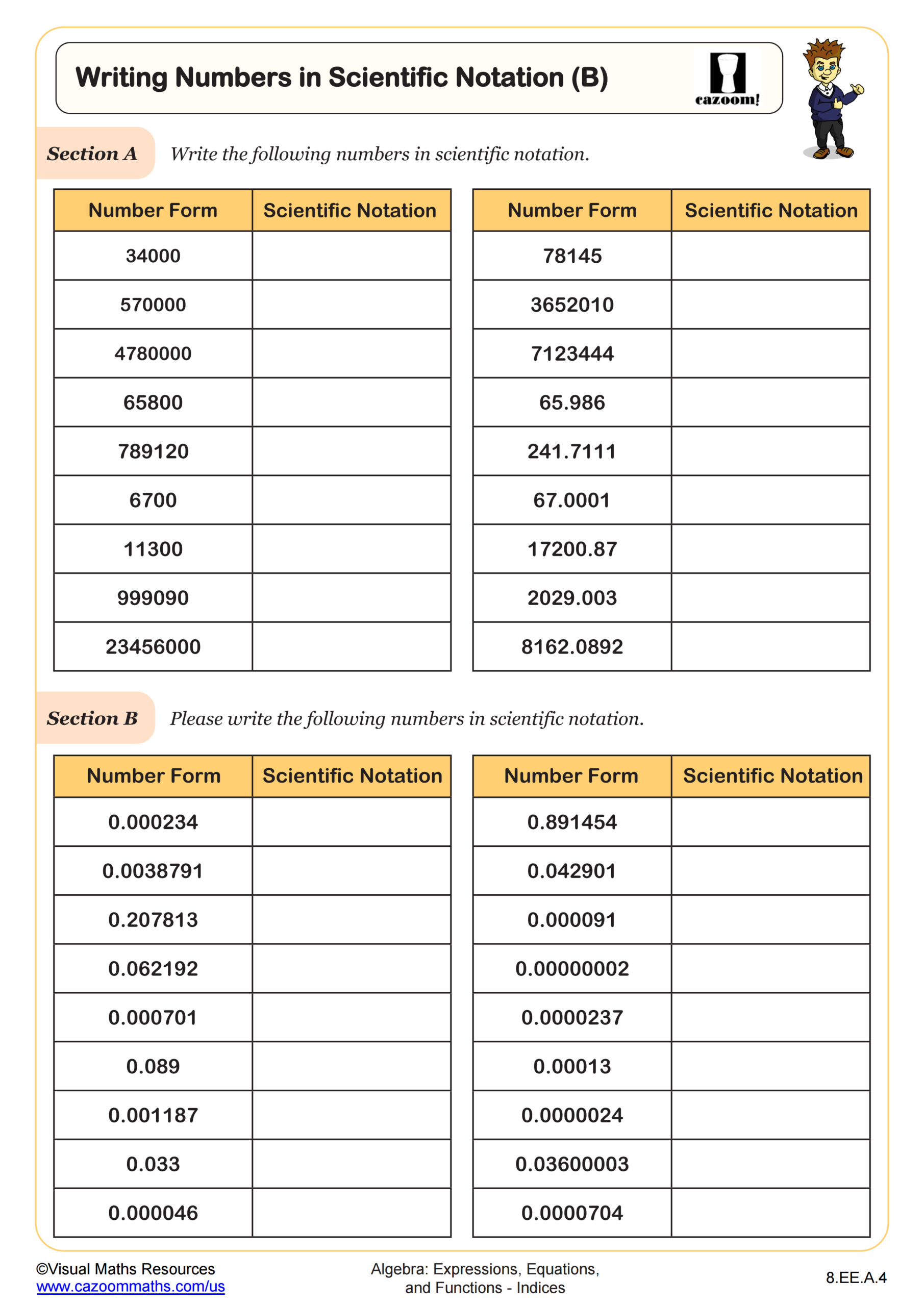 Preview of Writing Numbers in Scientific Notation (B)